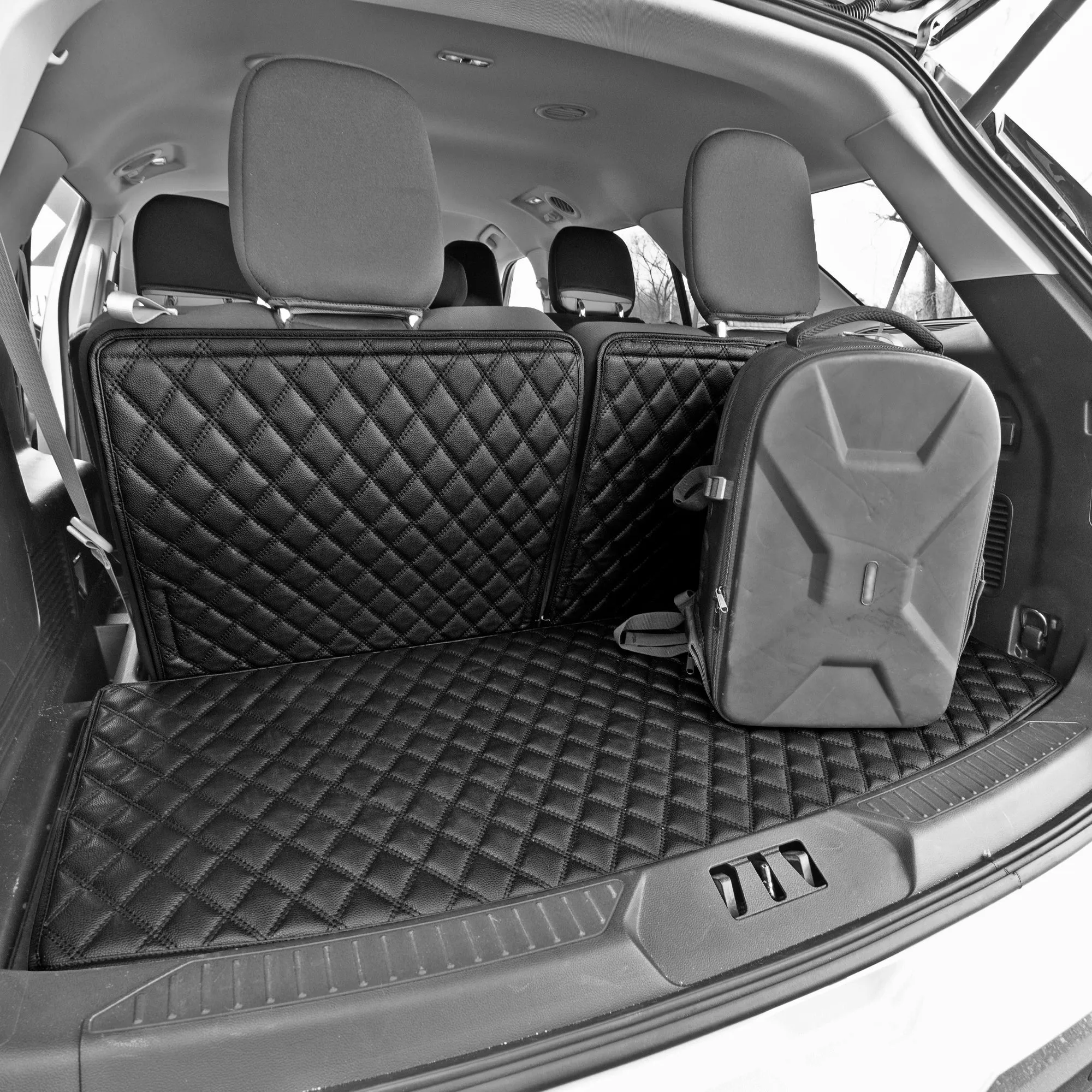 2020-2022 Ford Explorer Faux Leather Custom Fit Trunk Mats - Black