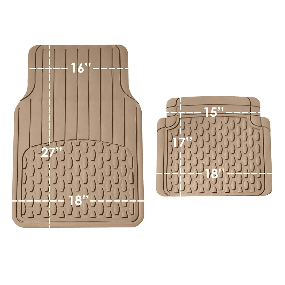 4 Piece Liners Trimmable ClimaProof Non-Slip Vinyl Floor Mats - Full Set Beige