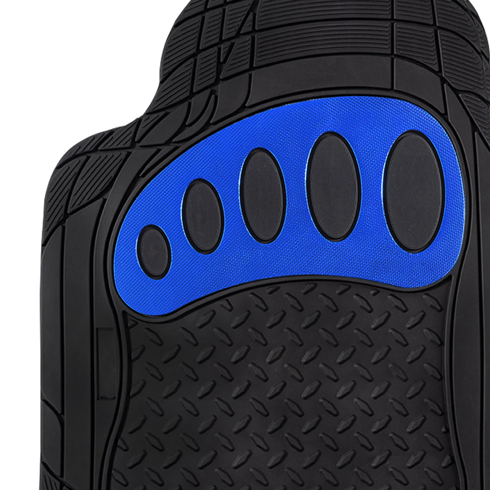 4 Piece Liners Trimmable ClimaProof Non-Slip Vinyl Floor Mats - Full Set Blue