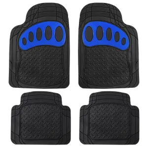 4 Piece Liners Trimmable ClimaProof Non-Slip Vinyl Floor Mats - Full Set Blue