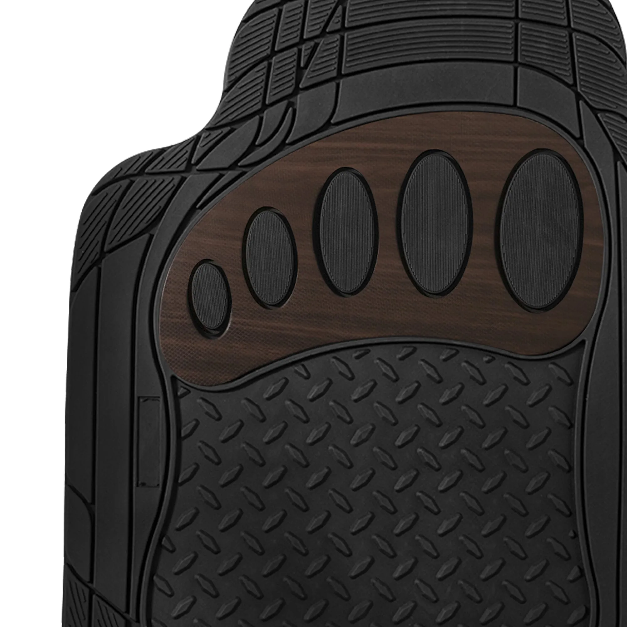 4 Piece Liners Trimmable ClimaProof Non-Slip Vinyl Floor Mats - Full Set Brown