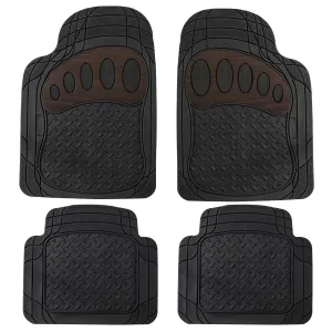 4 Piece Liners Trimmable ClimaProof Non-Slip Vinyl Floor Mats - Full Set Brown