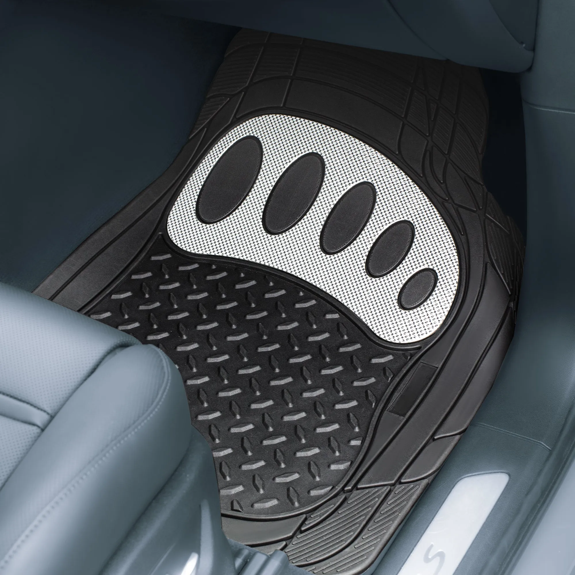 4 Piece Liners Trimmable ClimaProof Non-Slip Vinyl Floor Mats - Full Set White
