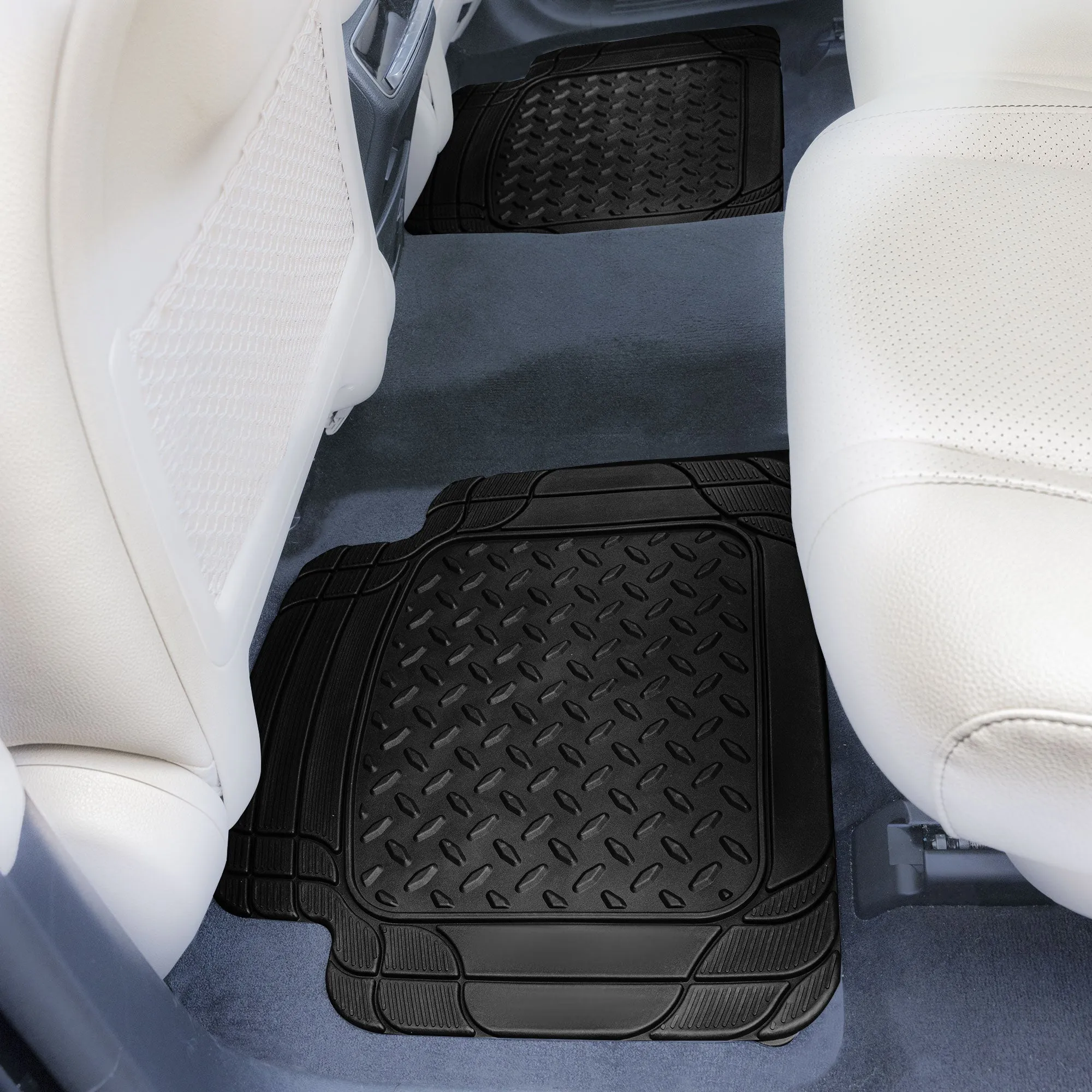 4 Piece Liners Trimmable ClimaProof Non-Slip Vinyl Floor Mats - Full Set White