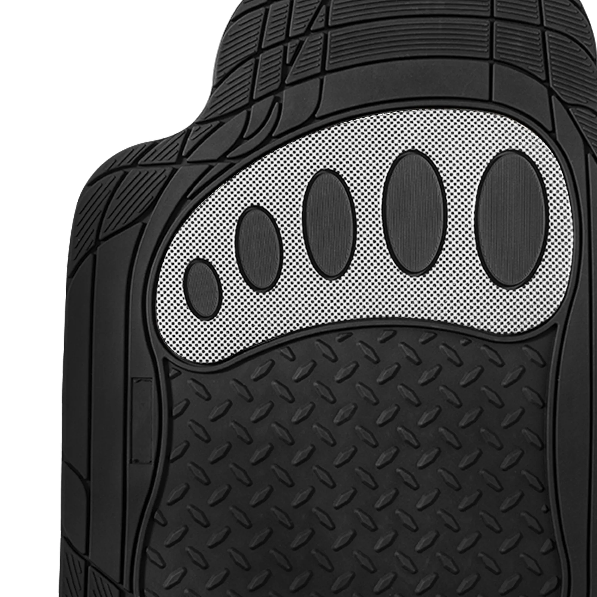 4 Piece Liners Trimmable ClimaProof Non-Slip Vinyl Floor Mats - Full Set White