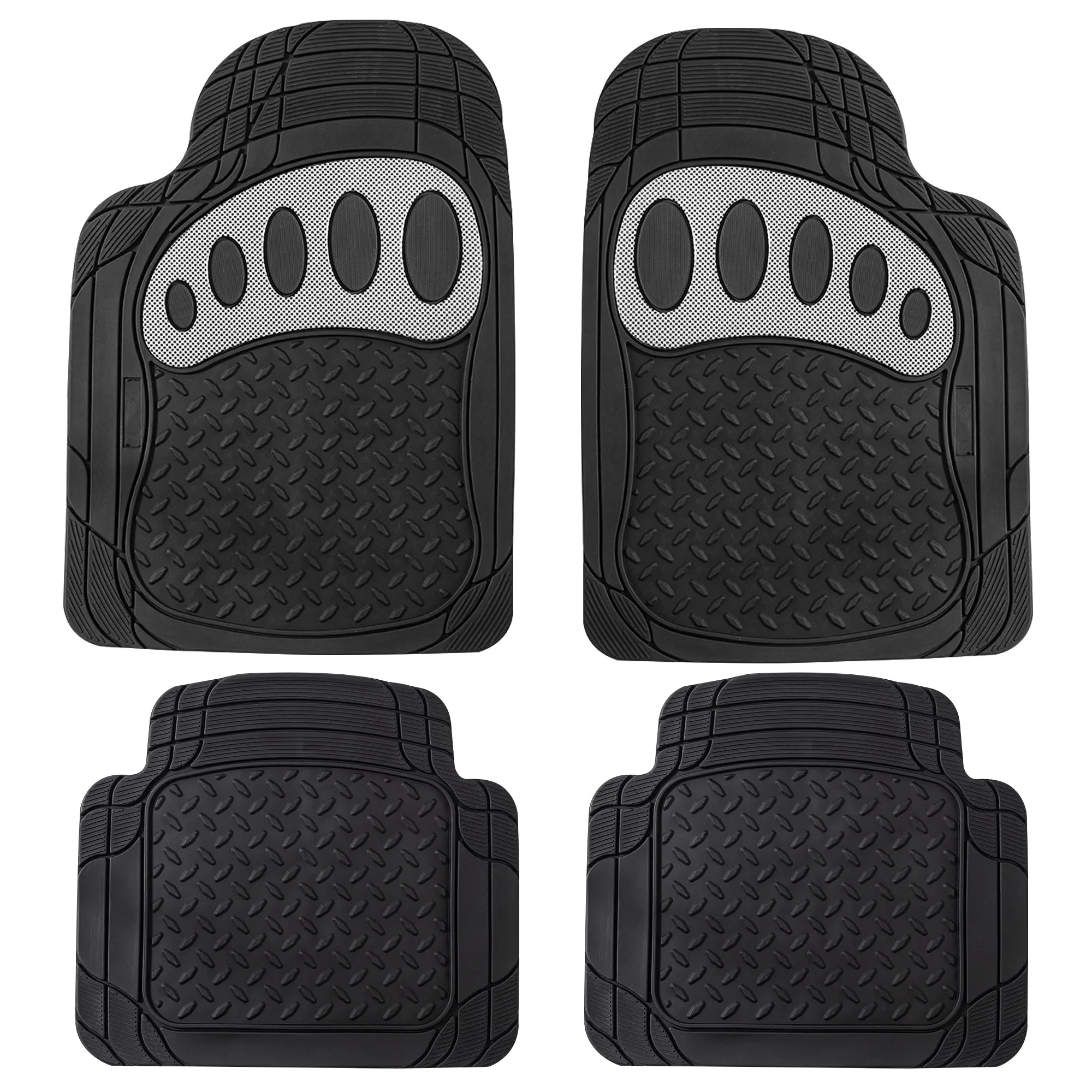 4 Piece Liners Trimmable ClimaProof Non-Slip Vinyl Floor Mats - Full Set White