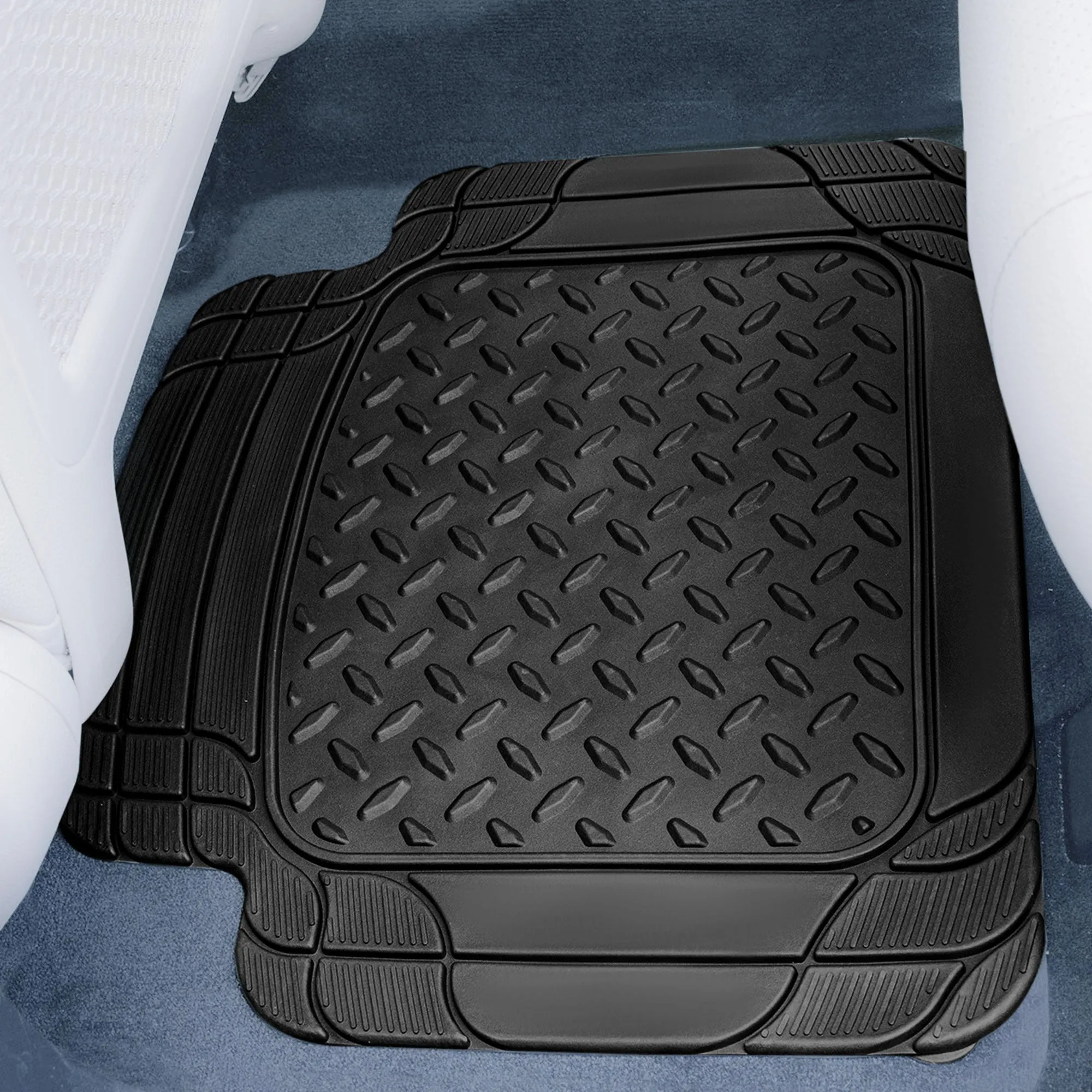 4 Piece Liners Trimmable ClimaProof Non-Slip Vinyl Floor Mats - Full Set White