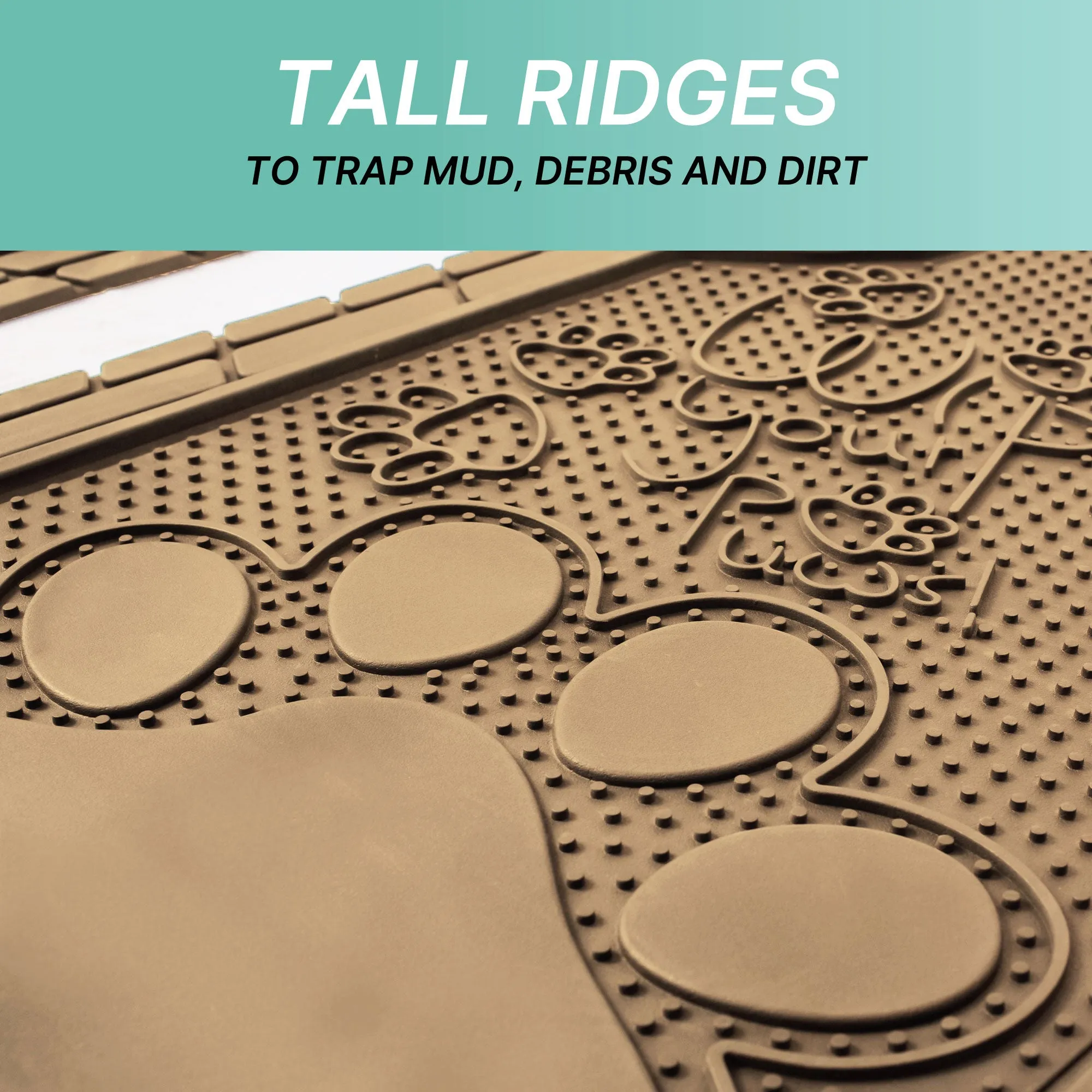Adorable Paw Print Rubber Floor Mats - Full Set Beige