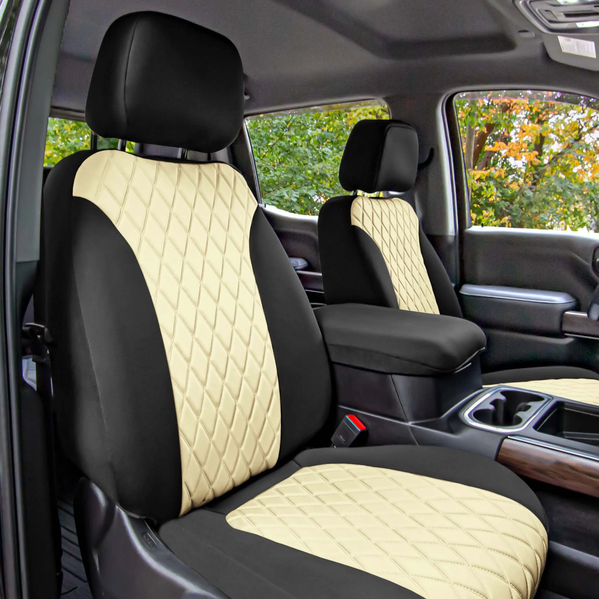 Chevrolet Silverado 1500 2500HD 3500HD RST | LTZ | HIGH COUNTRY  2019-2023 -  Front Set Seat Covers - Beige Ultraflex Neoprene