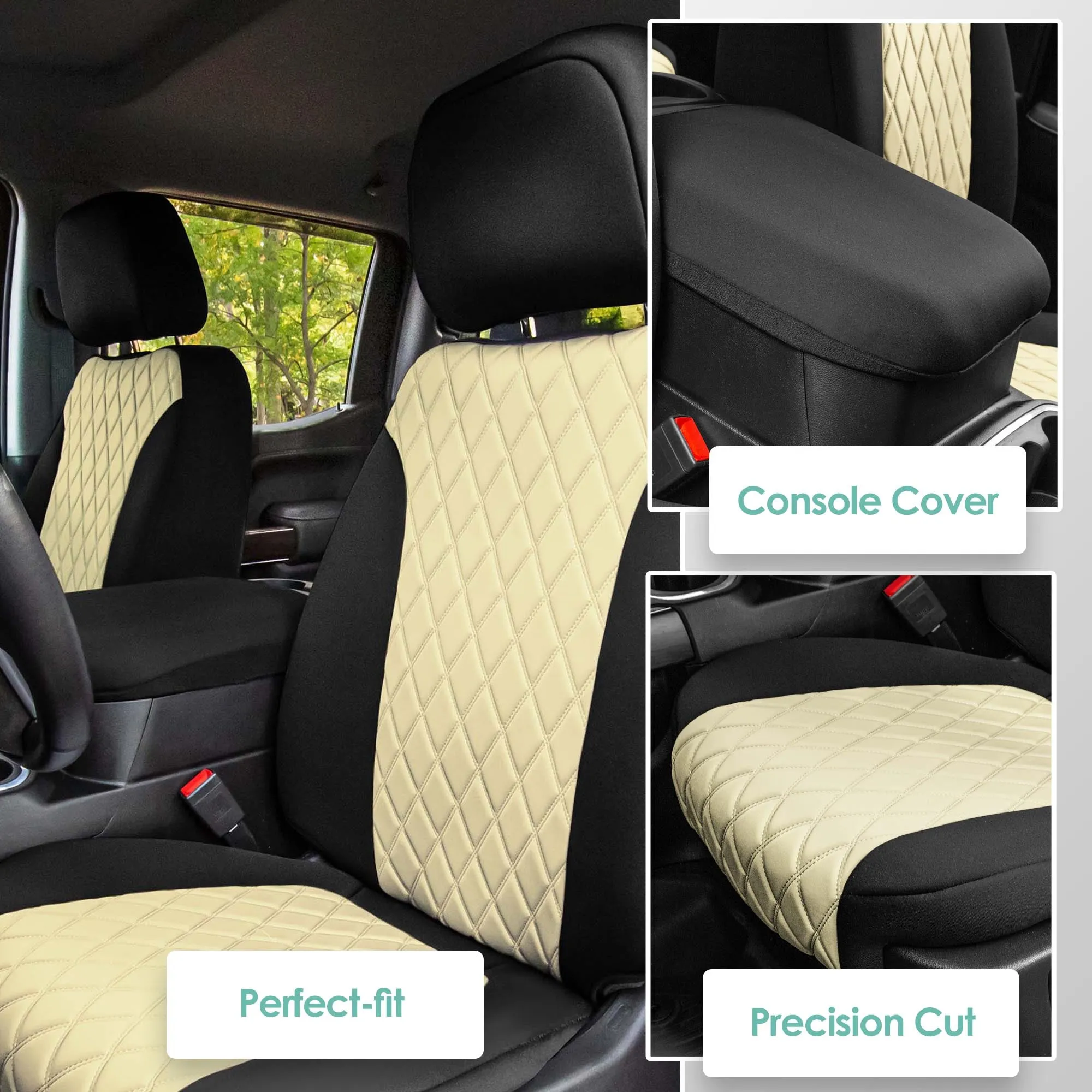 Chevrolet Silverado 1500 2500HD 3500HD RST | LTZ | HIGH COUNTRY  2019-2023 -  Front Set Seat Covers - Beige Ultraflex Neoprene