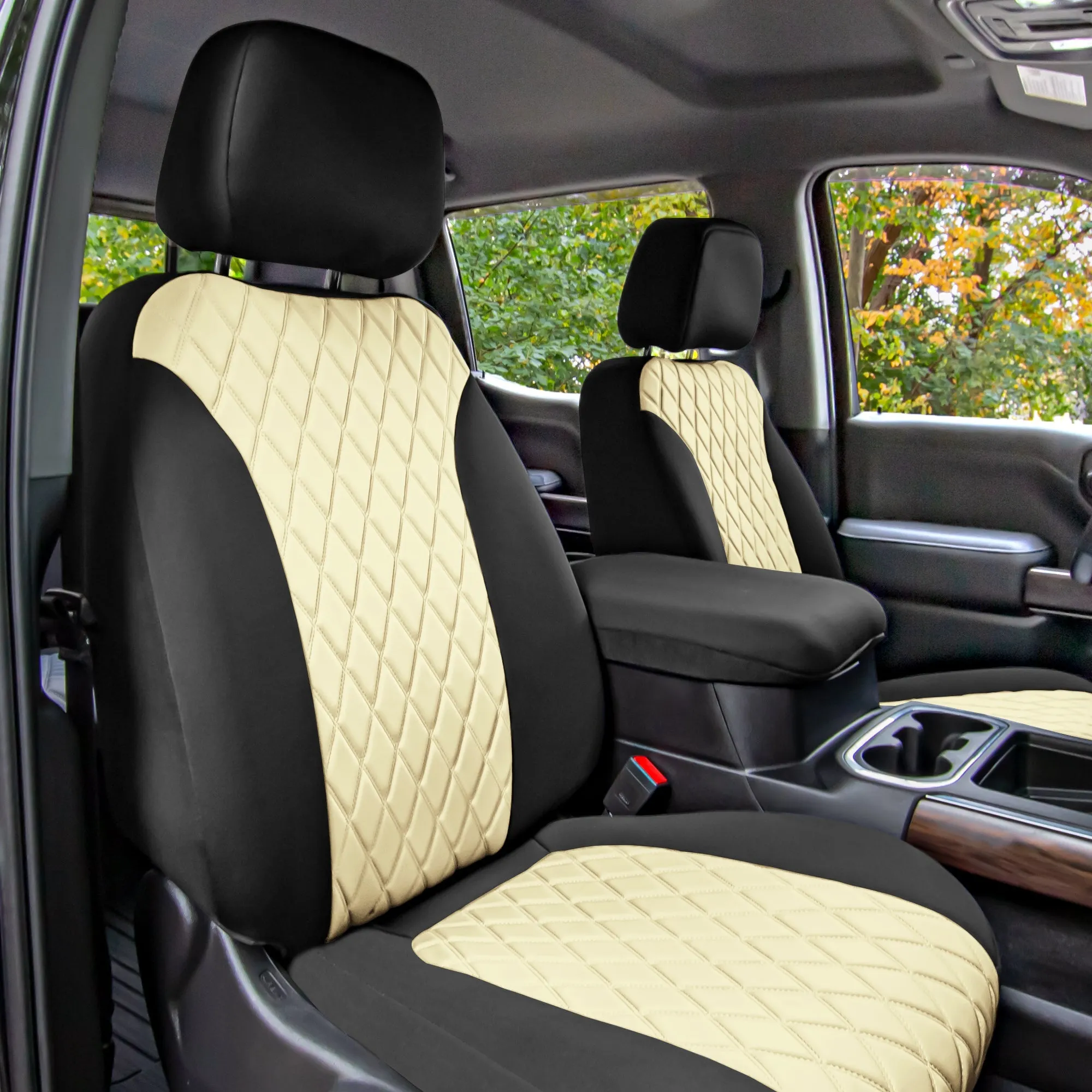 Chevrolet Silverado 1500 2500HD 3500HD WT | LT  2019 - 2023 -  Front Set Seat Covers - Beige Ultraflex Neoprene