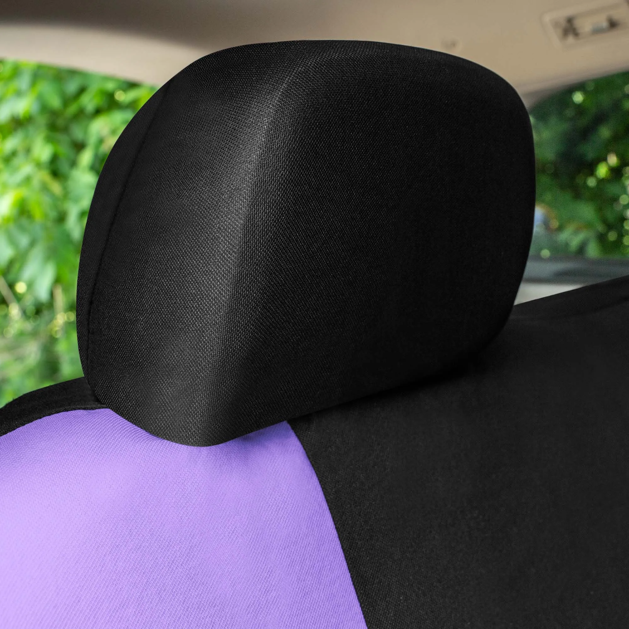 Chevron Flat Cloth Car Seat Covers Full Set - Purple