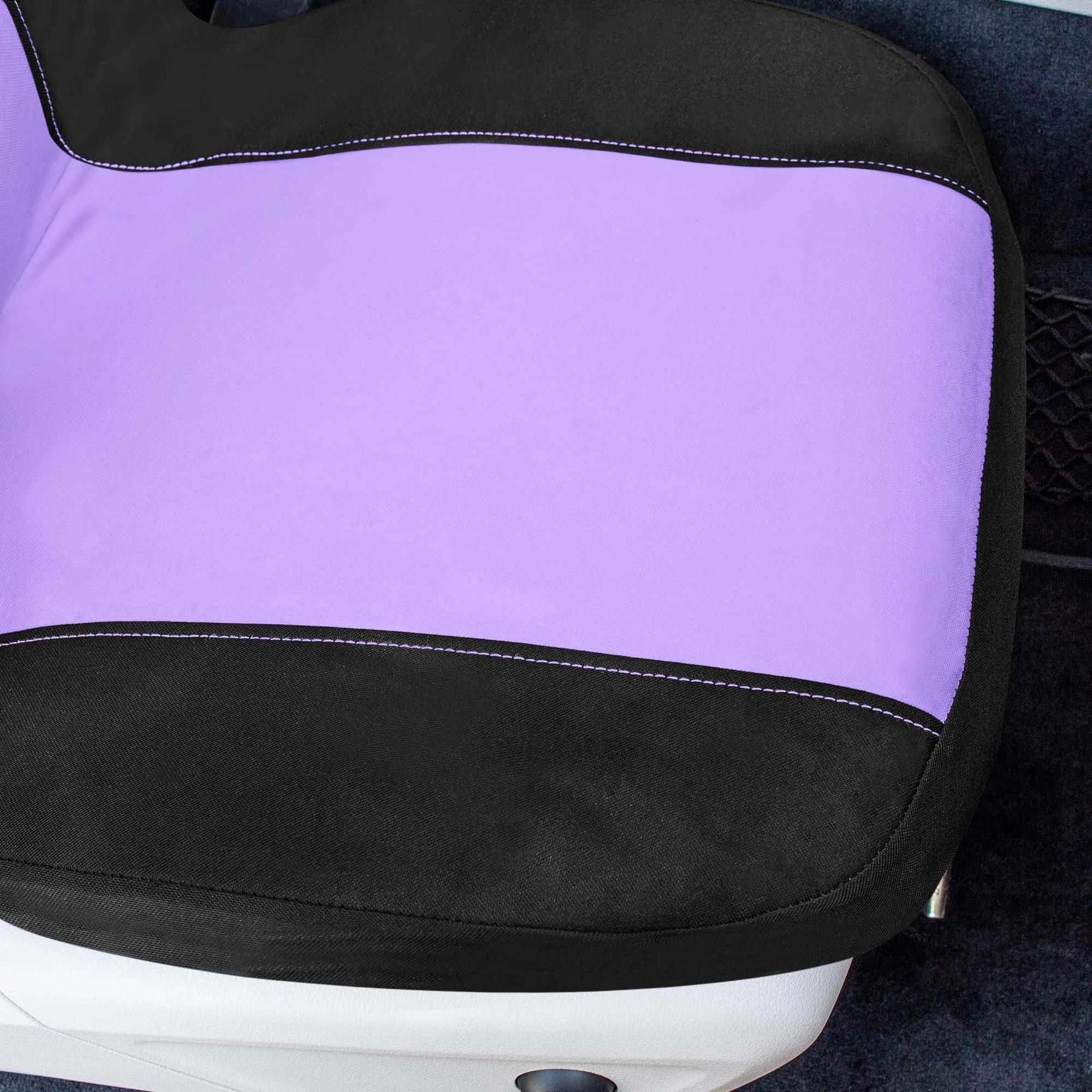 Chevron Flat Cloth Car Seat Covers Full Set - Purple