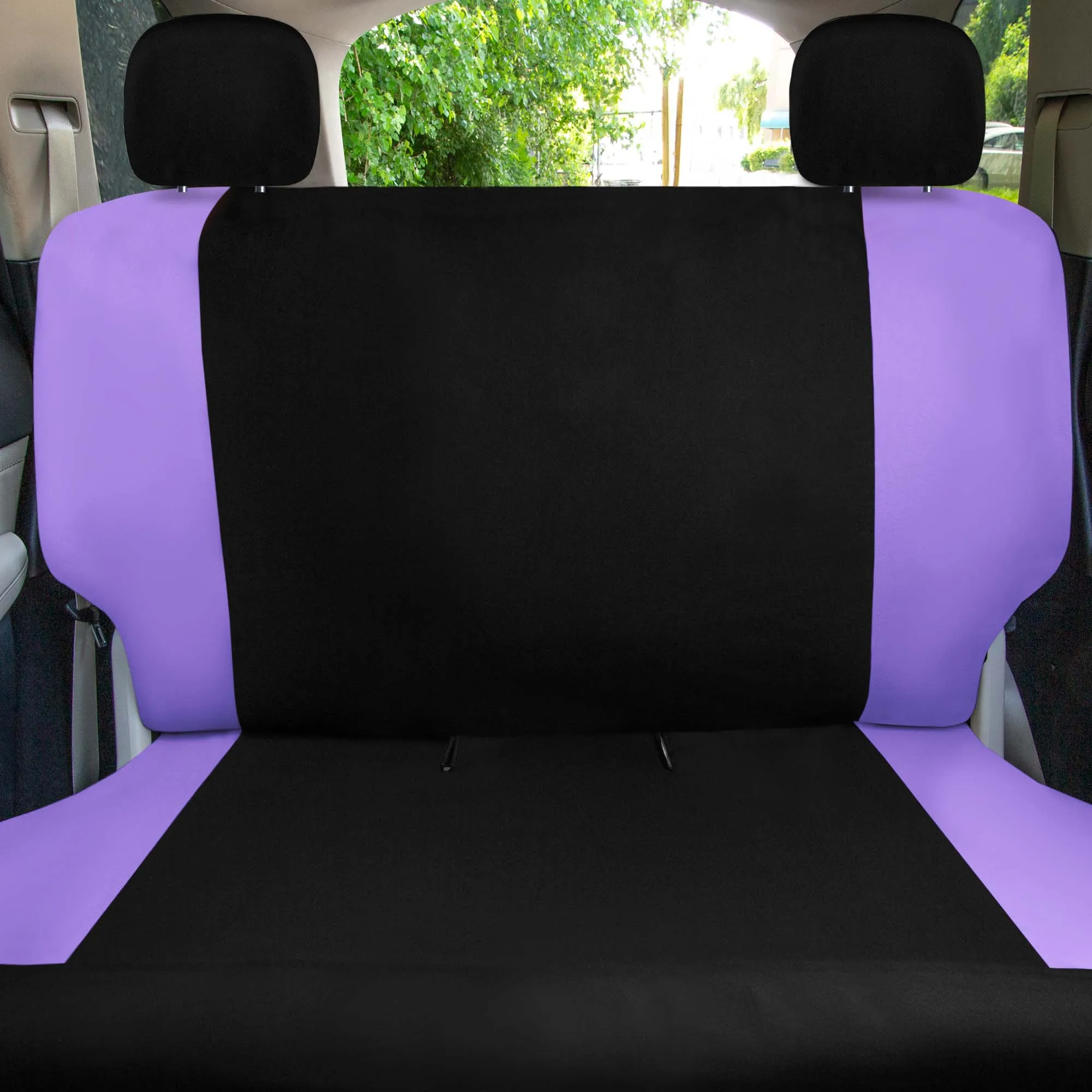 Chevron Flat Cloth Car Seat Covers Full Set - Purple