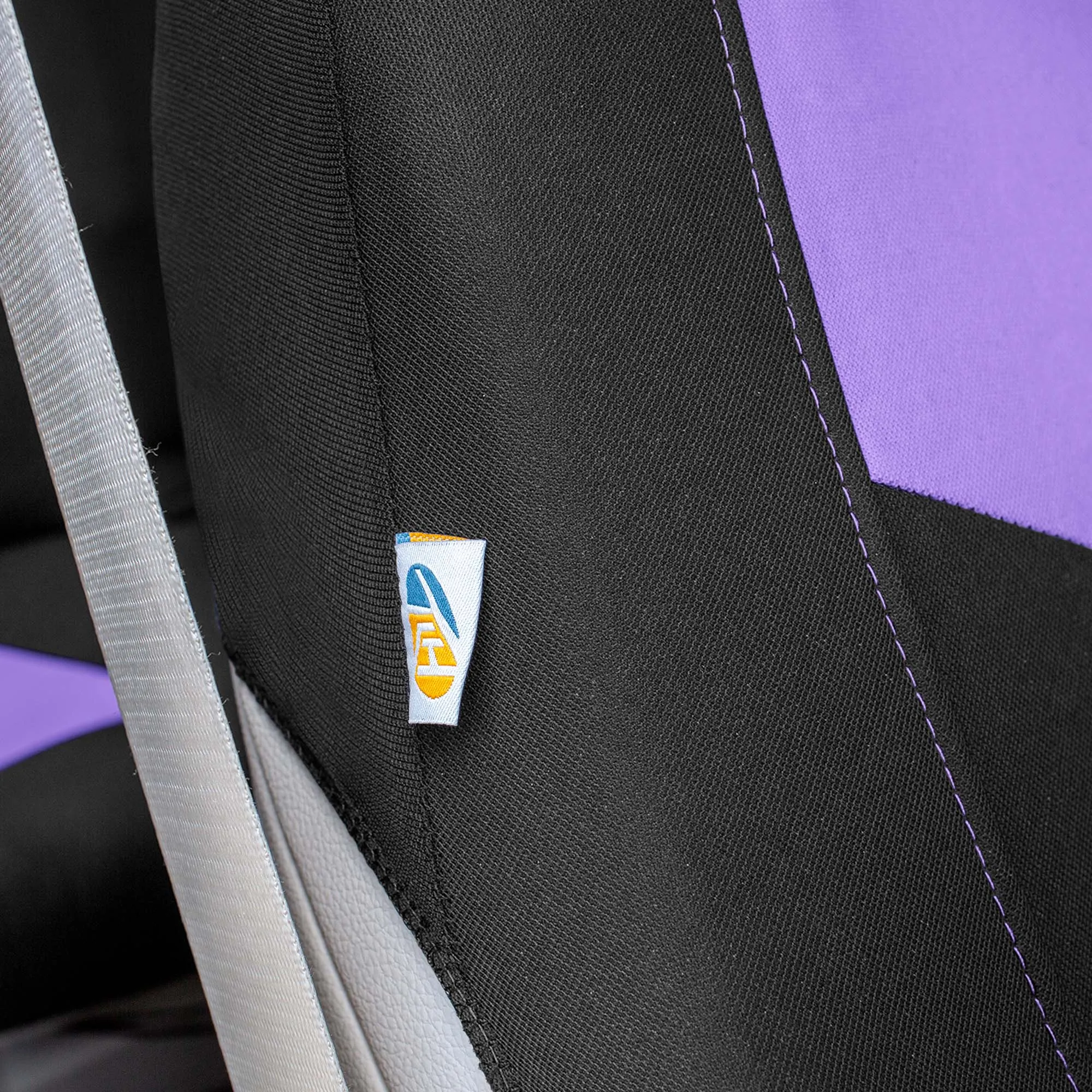 Chevron Flat Cloth Car Seat Covers Full Set - Purple