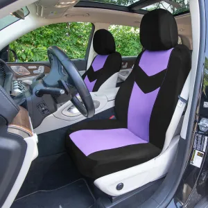 Chevron Flat Cloth Car Seat Covers Full Set - Purple