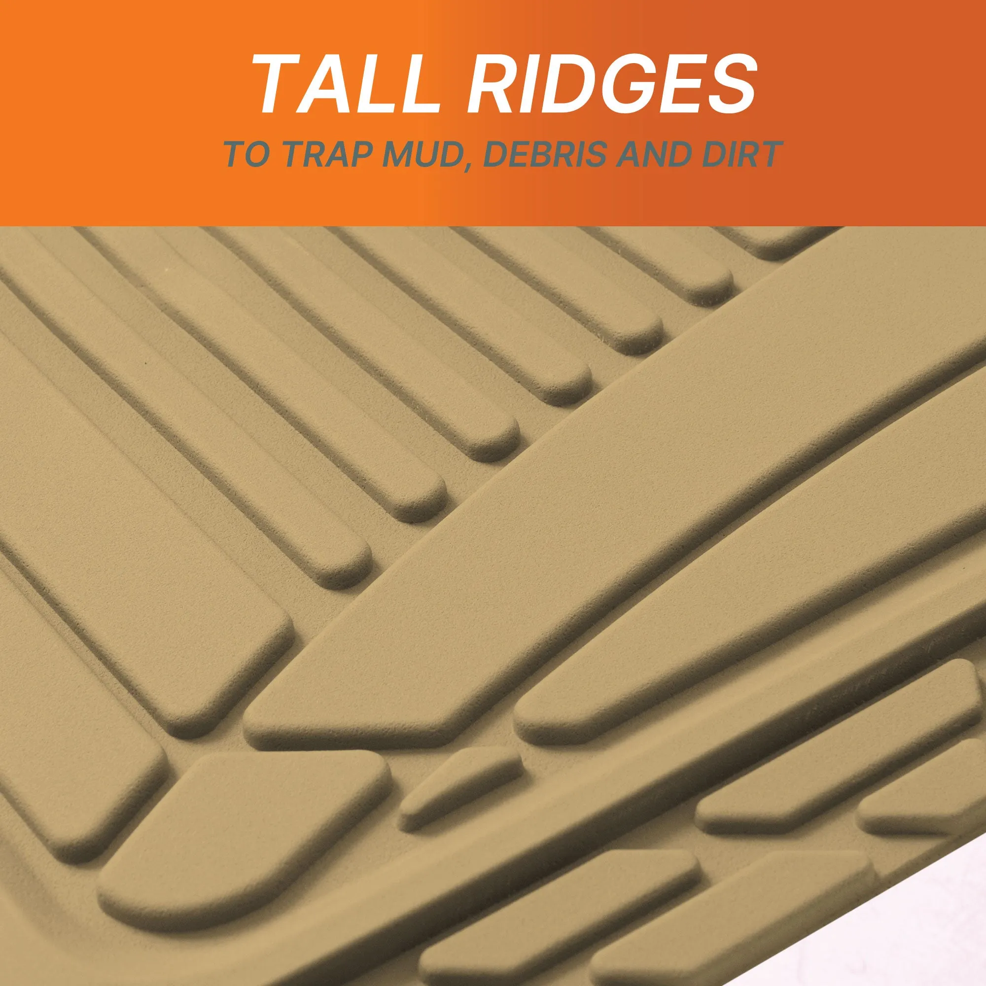 Classic Symmetrical Car Floor Mats - Full Set Beige