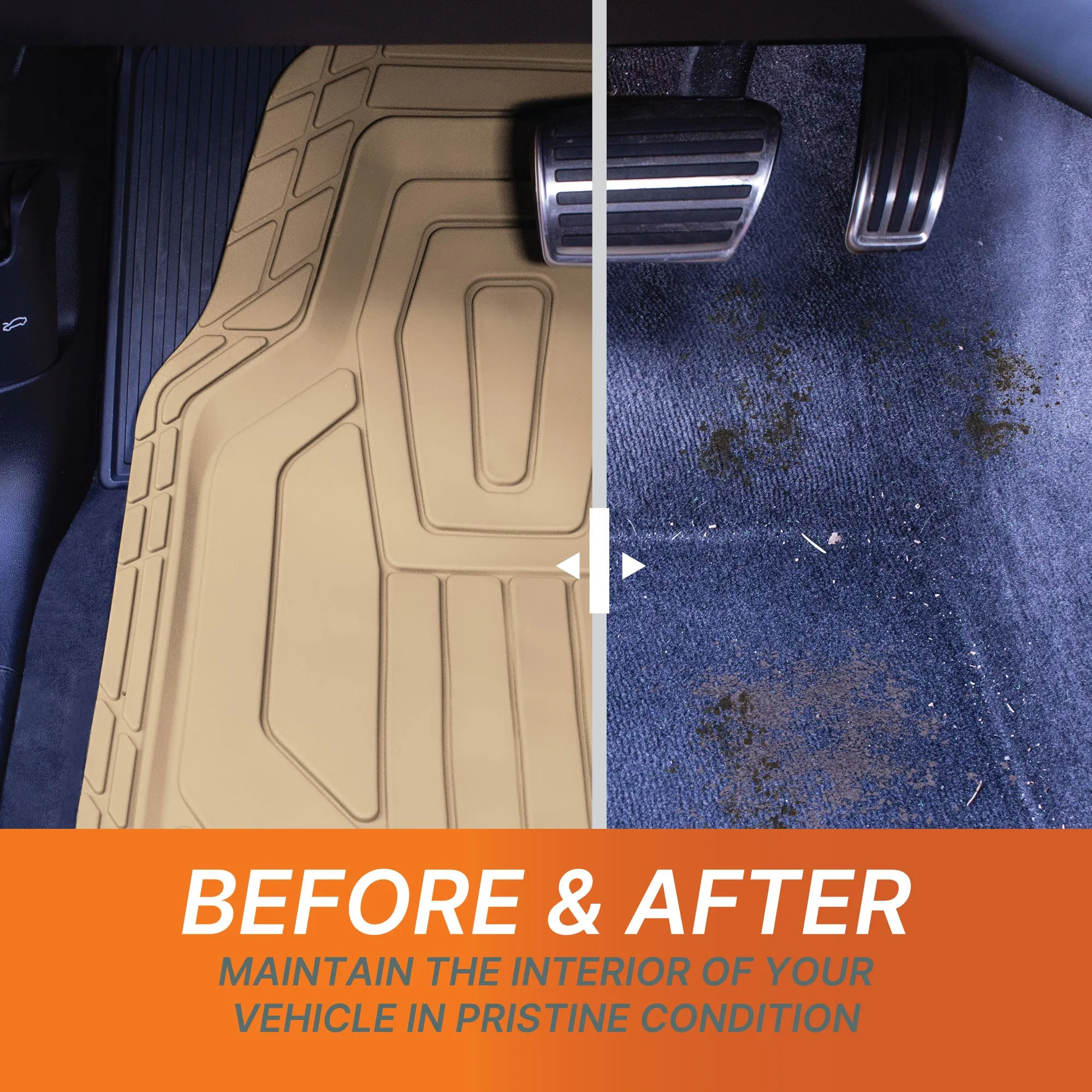 Classic Symmetrical Car Floor Mats - Full Set Beige