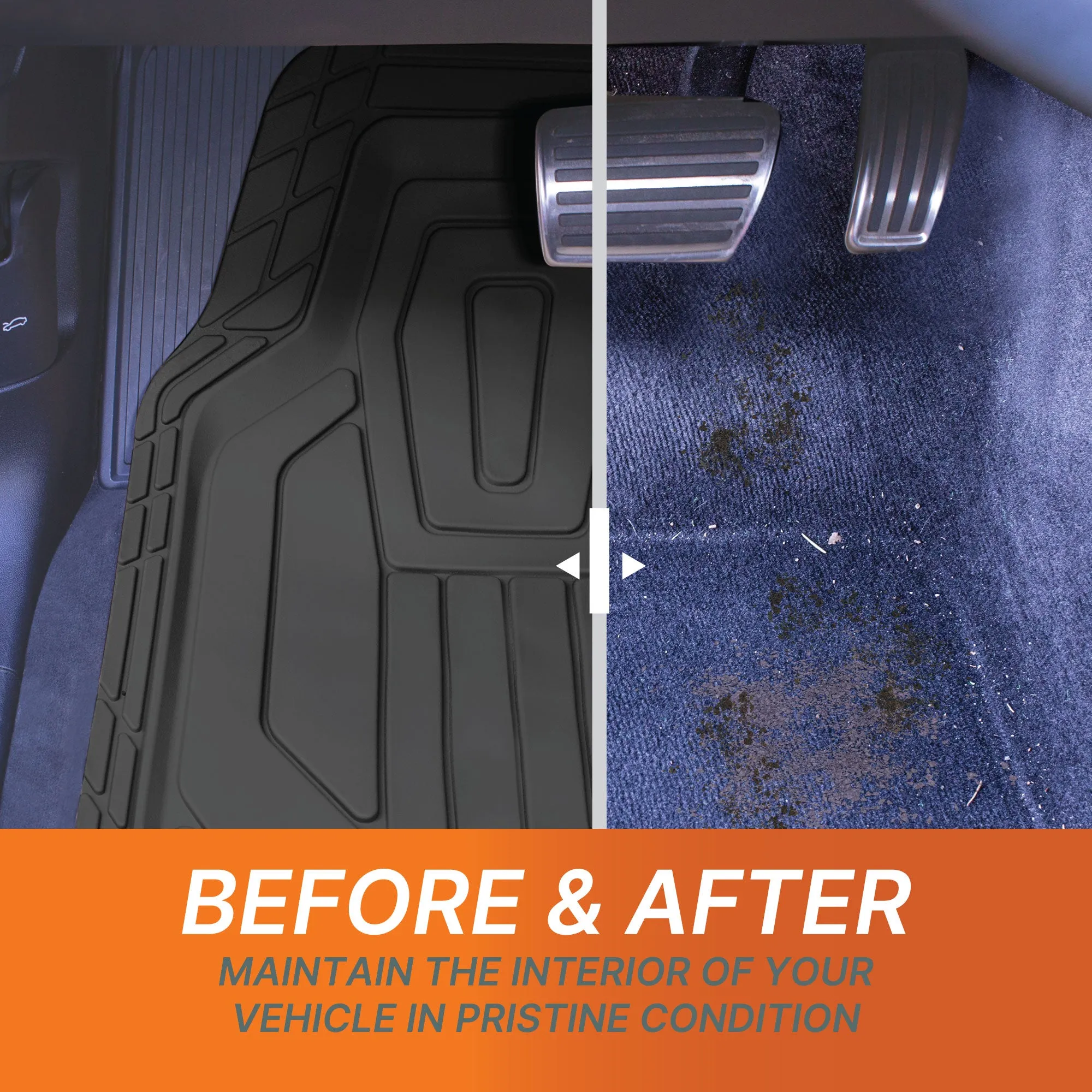 Classic Symmetrical Car Floor Mats - Full Set Black