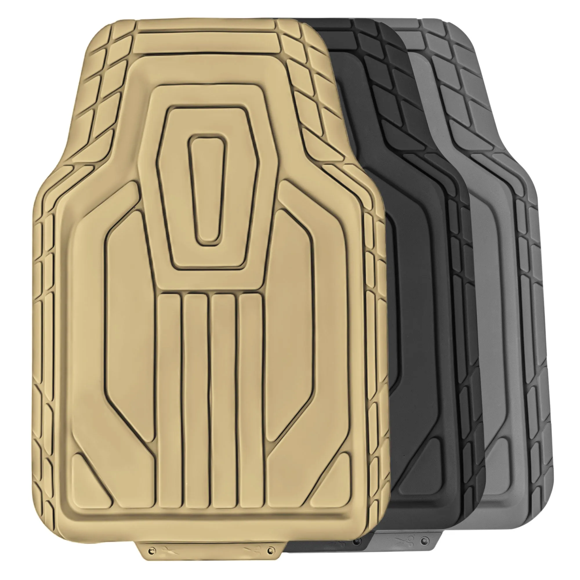 Classic Symmetrical Car Floor Mats - Full Set Black