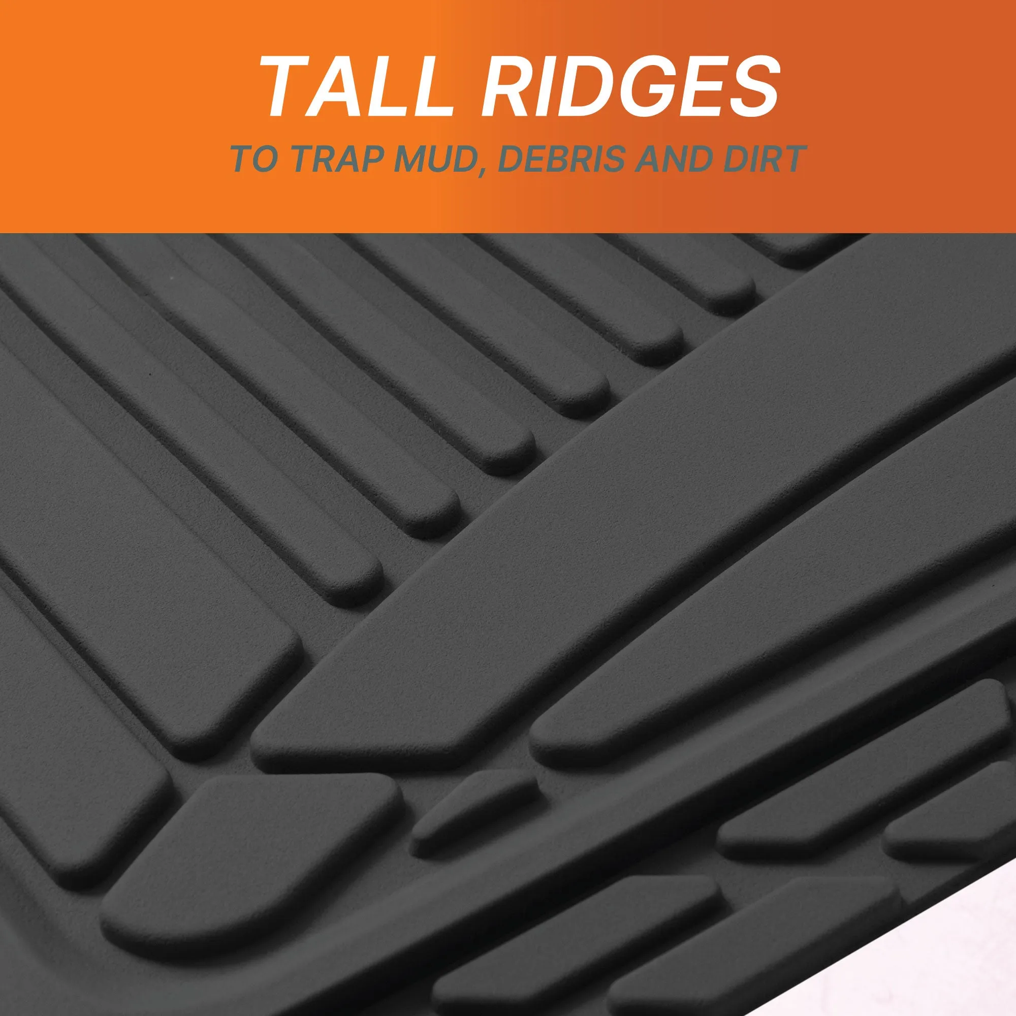 Classic Symmetrical Car Floor Mats - Full Set Black
