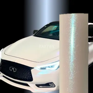 Color Shift Glitter White Blue Vinyl Wrap