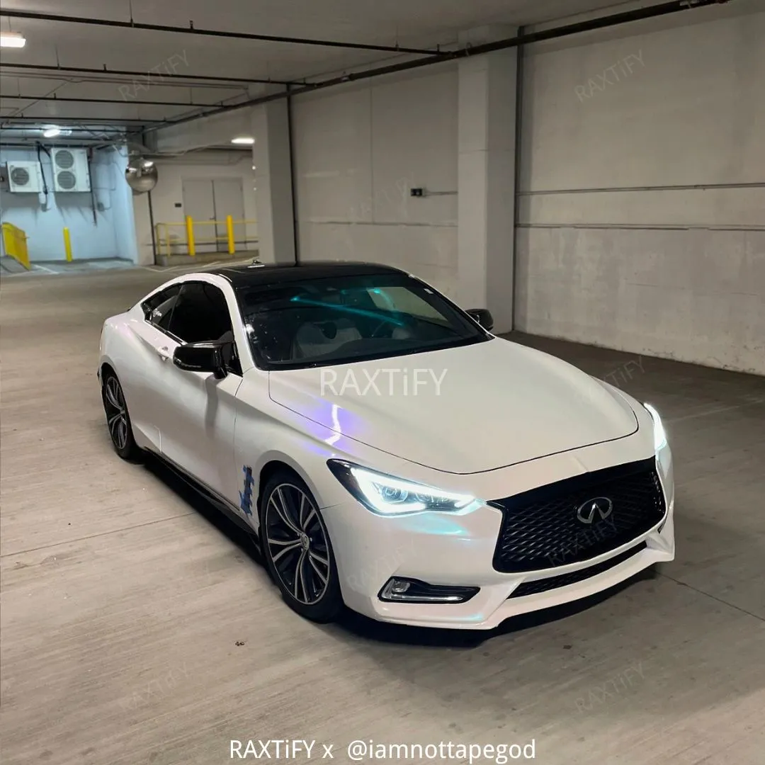 Color Shift Glitter White Blue Vinyl Wrap