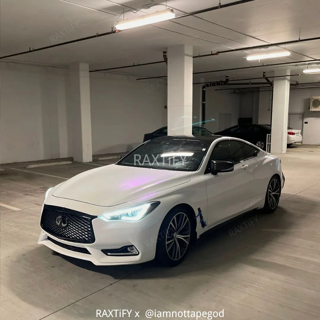 Color Shift Glitter White Blue Vinyl Wrap