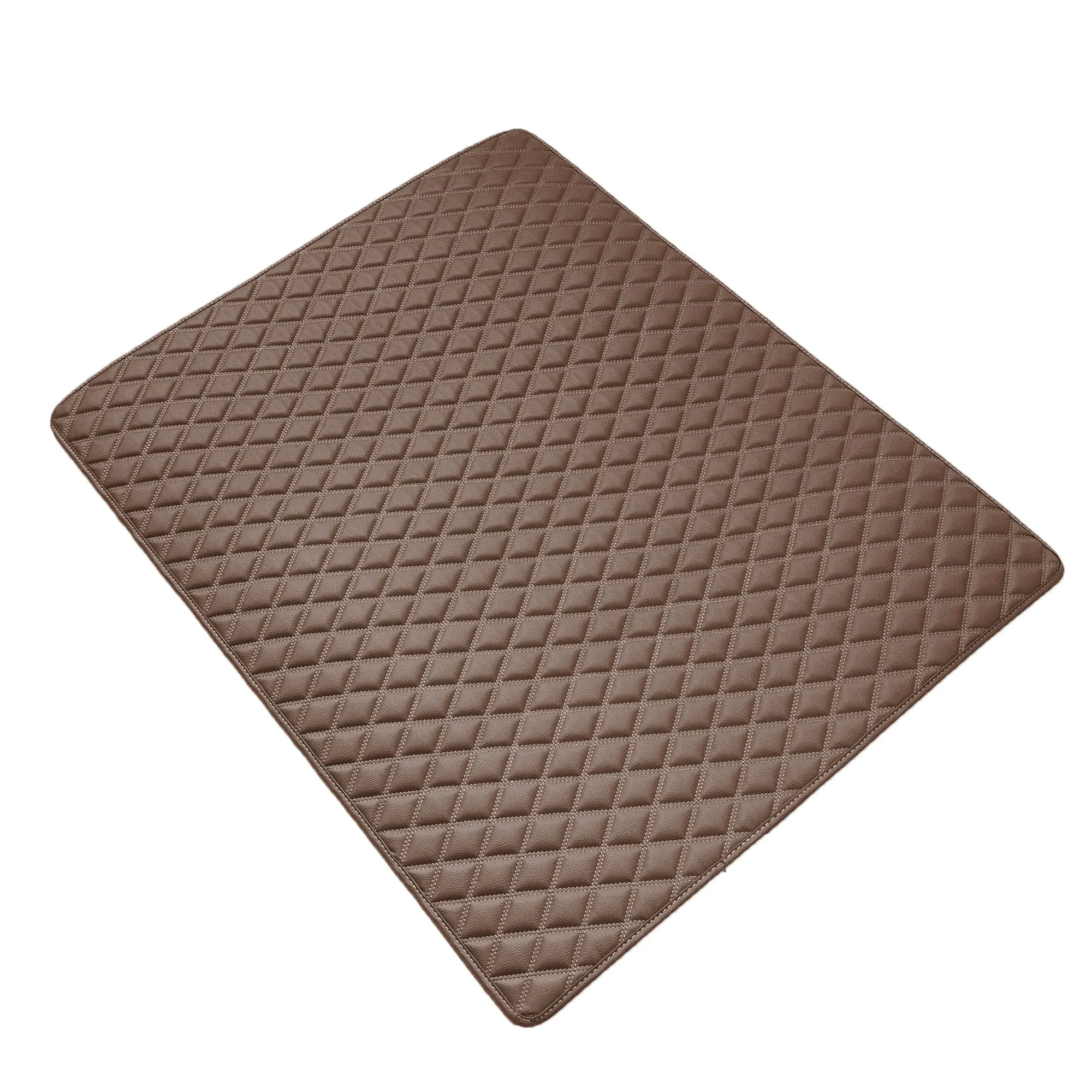 Deluxe Heavy-Duty Diamond Pattern Multi-Purpose Non-Slip Faux Leather Cargo Liner Brown, 32