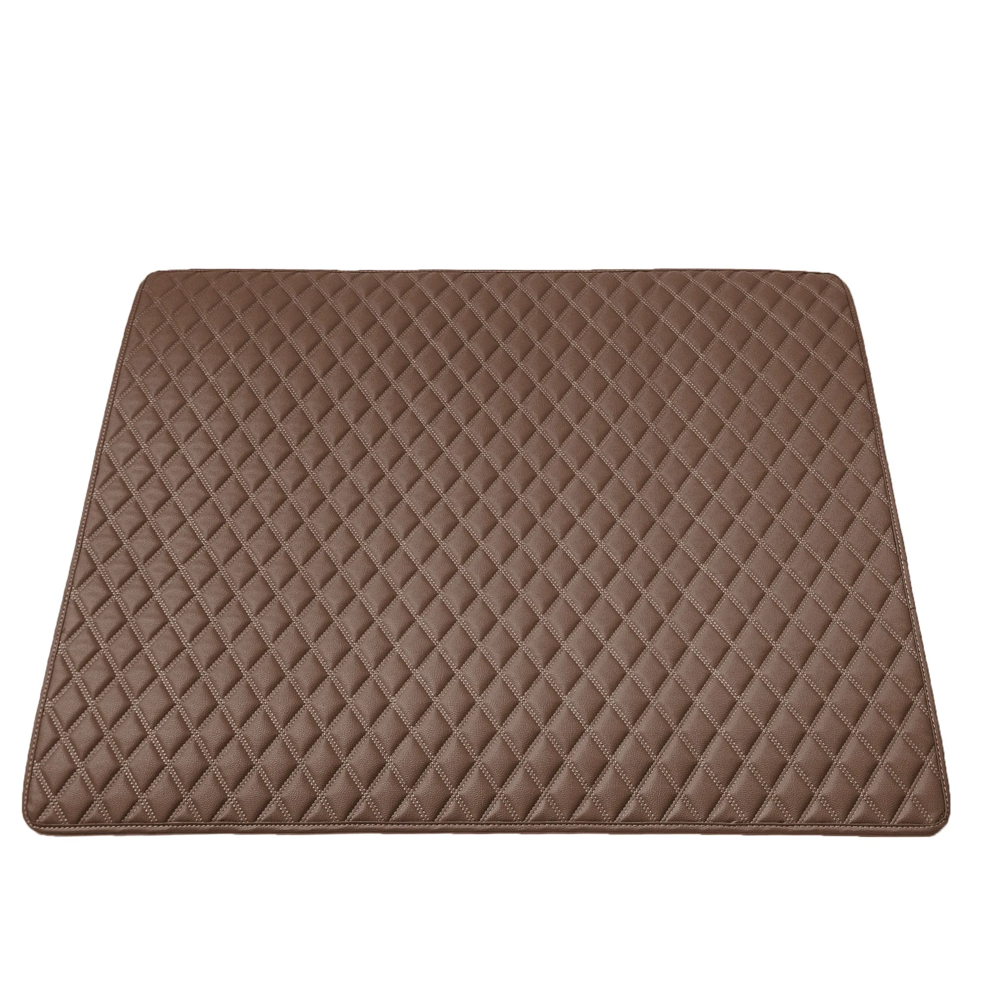 Deluxe Heavy-Duty Diamond Pattern Multi-Purpose Non-Slip Faux Leather Cargo Liner Brown, 32