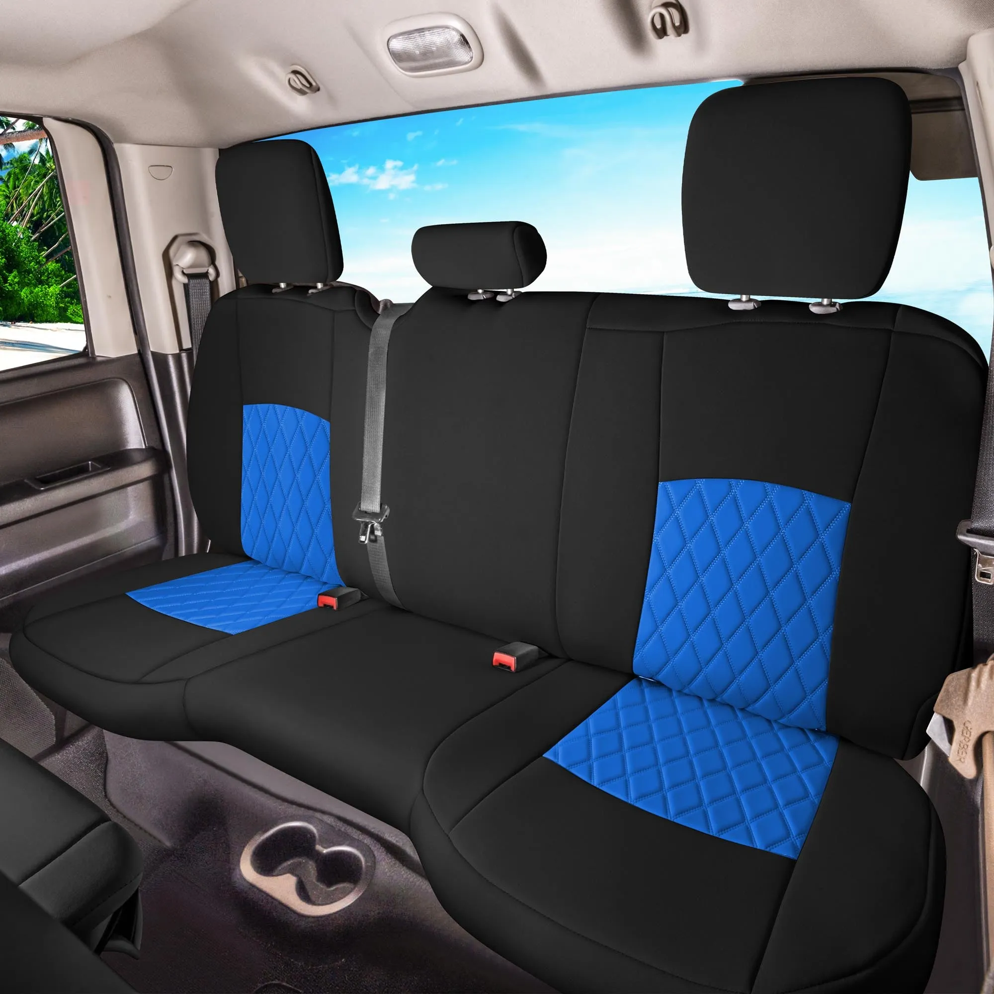 Dodge Ram 1500 2011-2018 & Ram 1500 Classic 2019-2025 Quad Cab - Full Set Seat Covers - Blue Ultraflex Neoprene