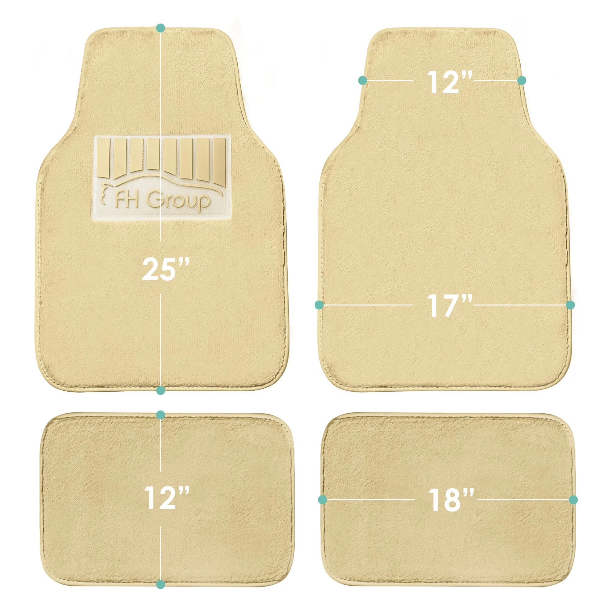 Doe16 Faux Rabbit Fur Non-Slip Floor Mats - Full Set Beige