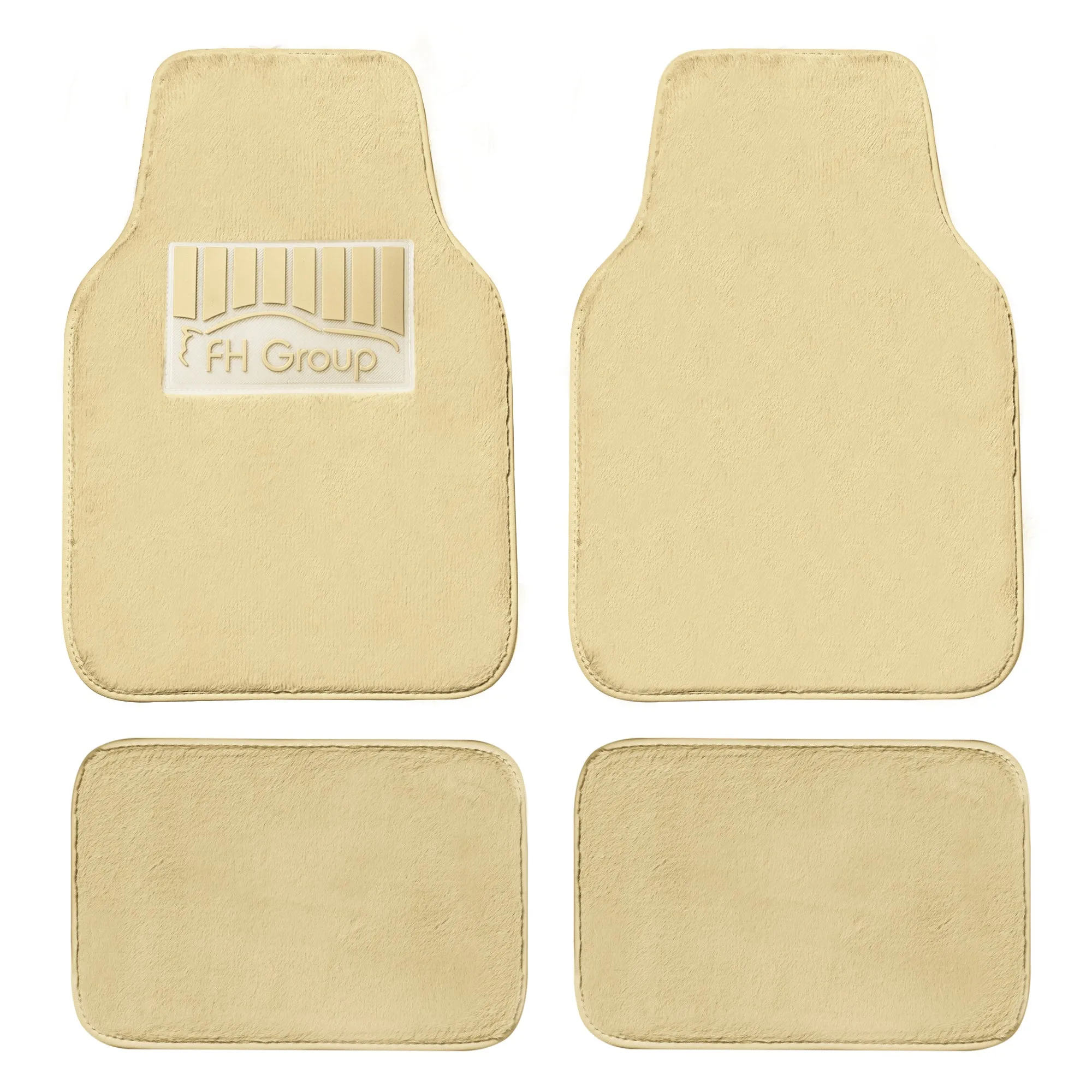 Doe16 Faux Rabbit Fur Non-Slip Floor Mats - Full Set Beige