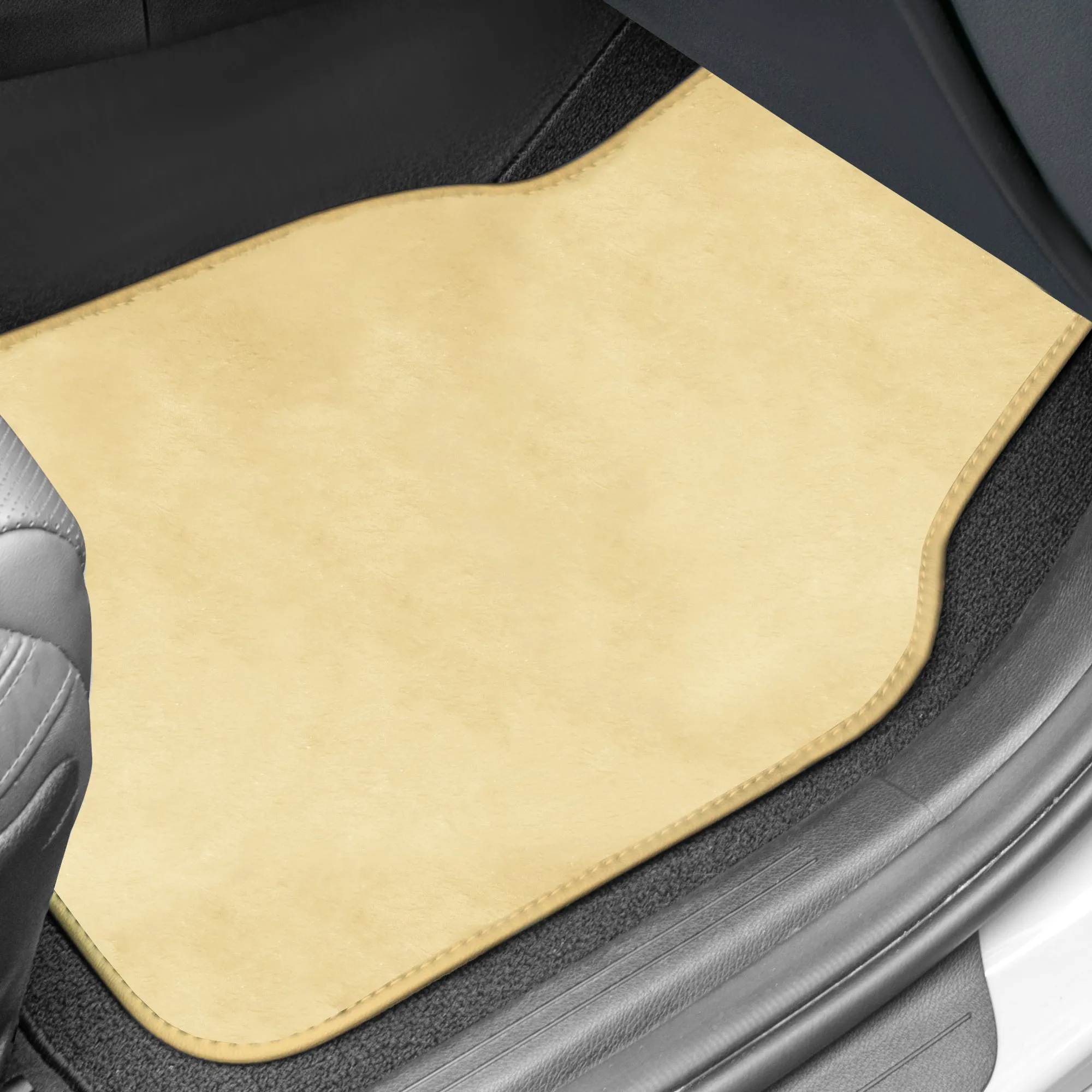 Doe16 Faux Rabbit Fur Non-Slip Floor Mats - Full Set Beige