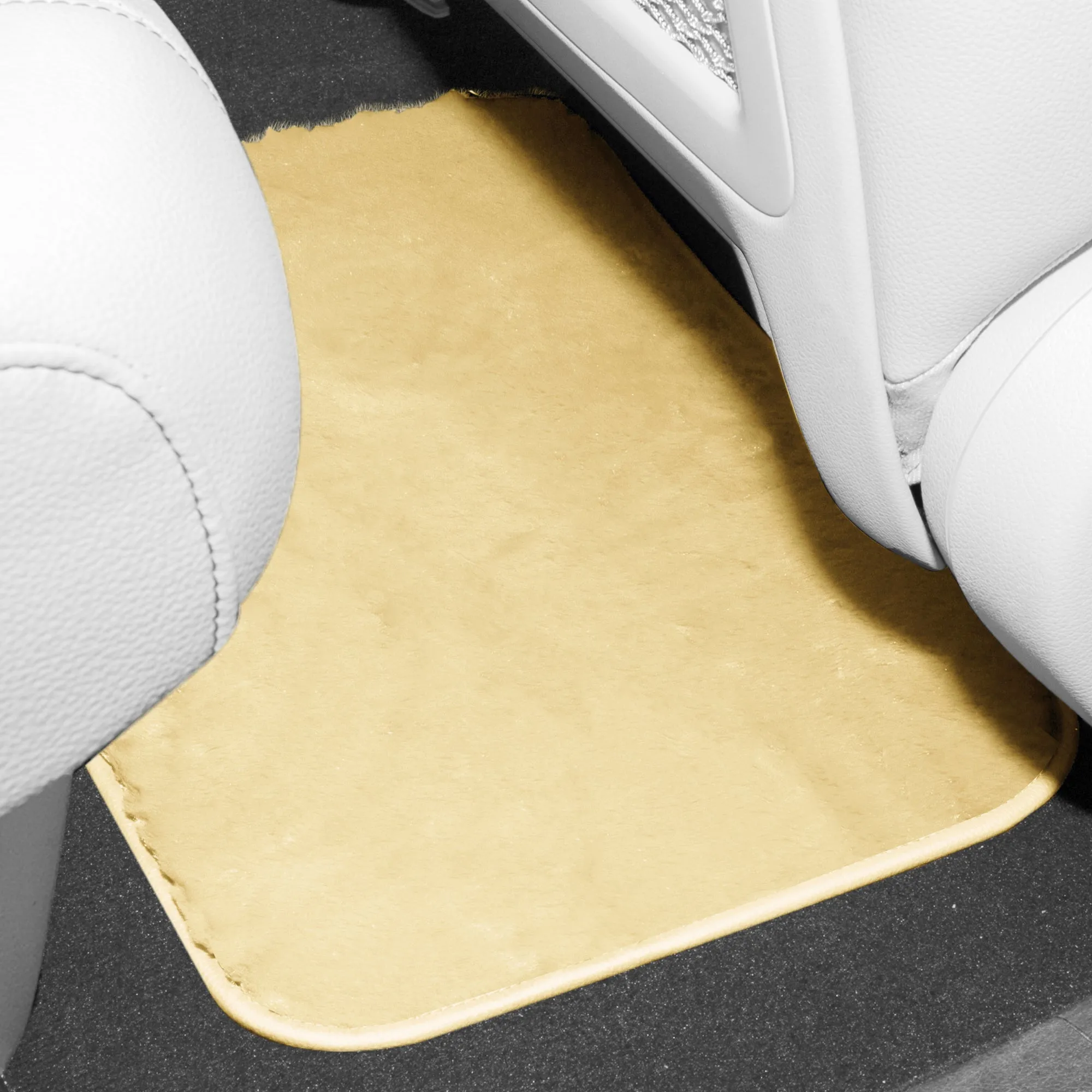Doe16 Faux Rabbit Fur Non-Slip Floor Mats - Full Set Beige