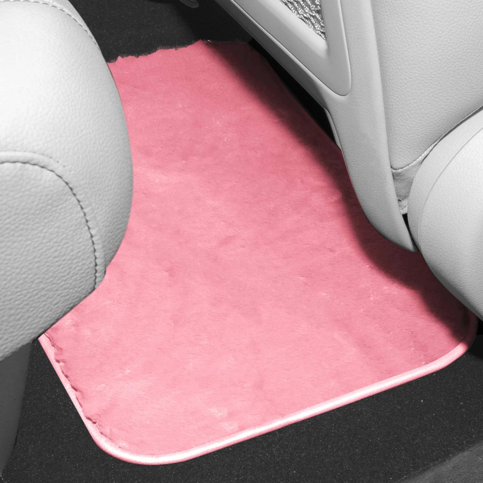 Doe16 Faux Rabbit Fur Non-Slip Floor Mats - Full Set Pink
