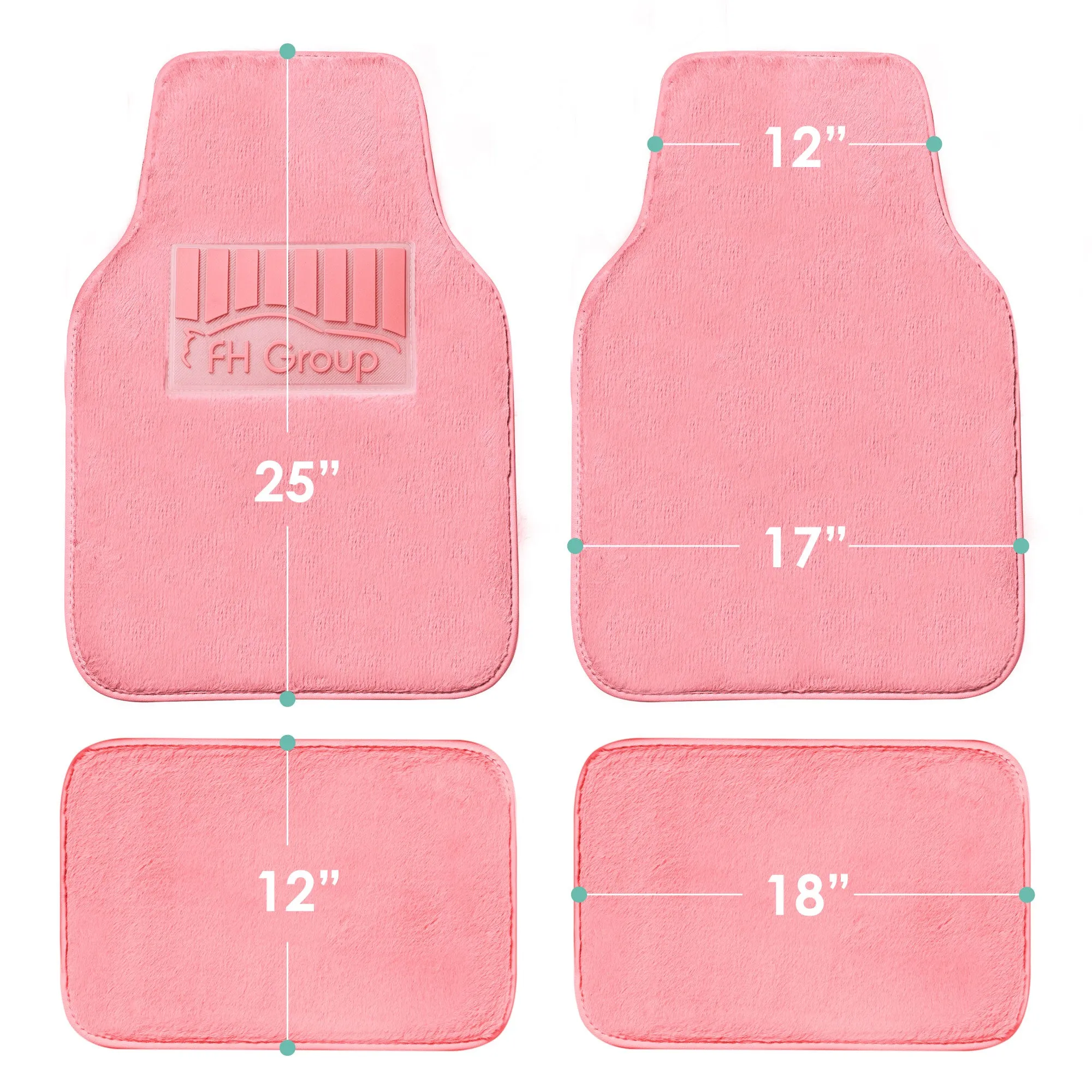 Doe16 Faux Rabbit Fur Non-Slip Floor Mats - Full Set Pink