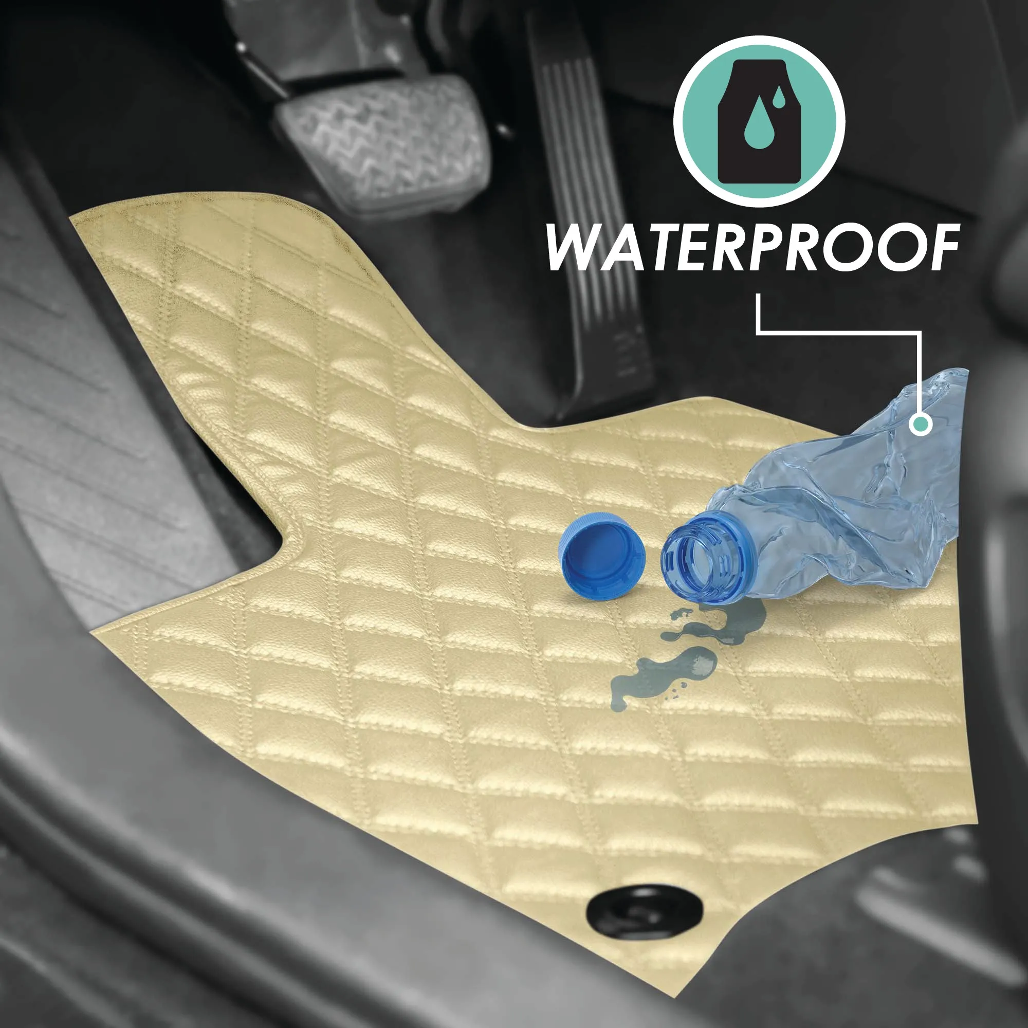 Faux Leather Custom-Fit Floor Mats for 2019-2022 Toyota Rav4- Beige