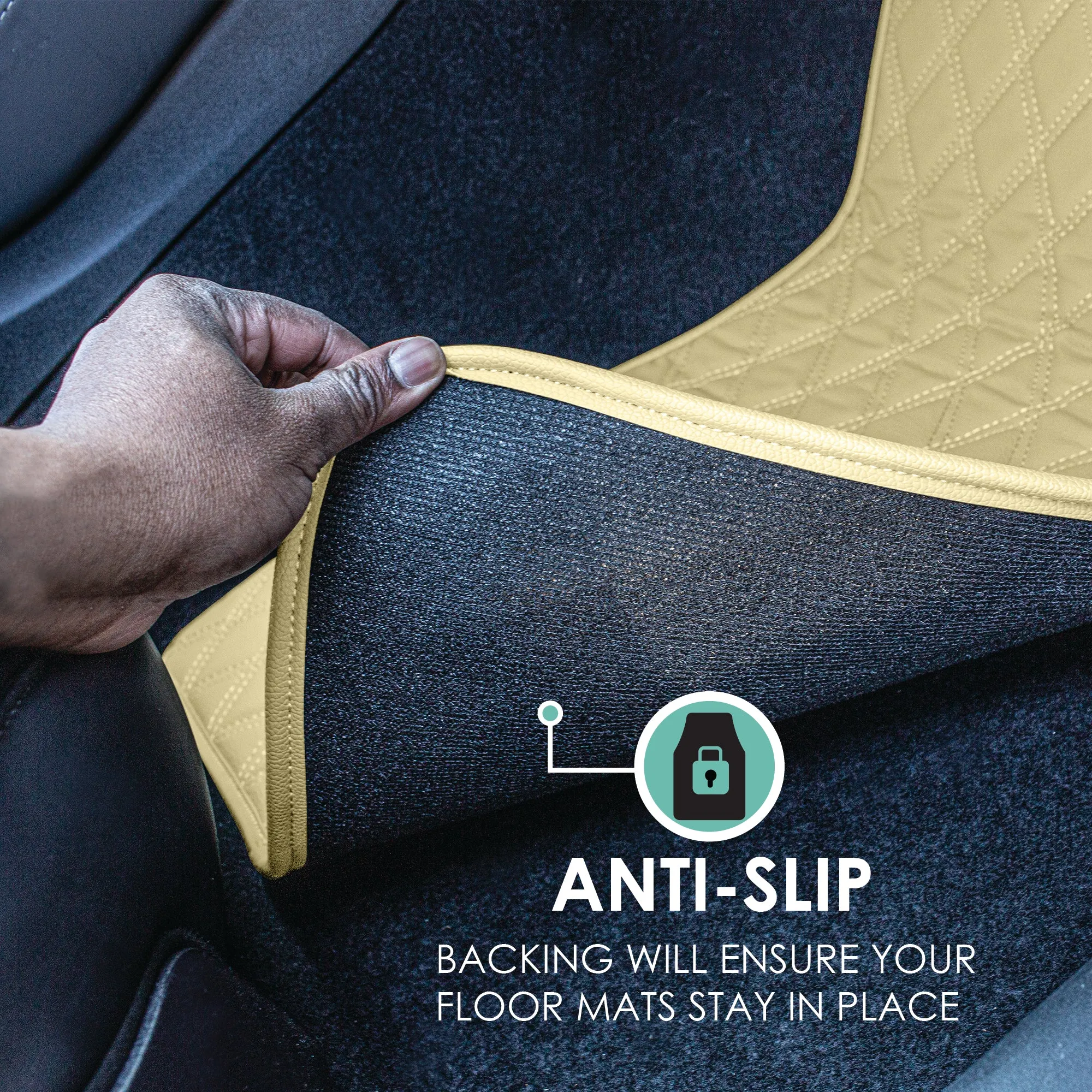 Faux Leather Custom-Fit Floor Mats for 2019-2022 Toyota Rav4- Beige