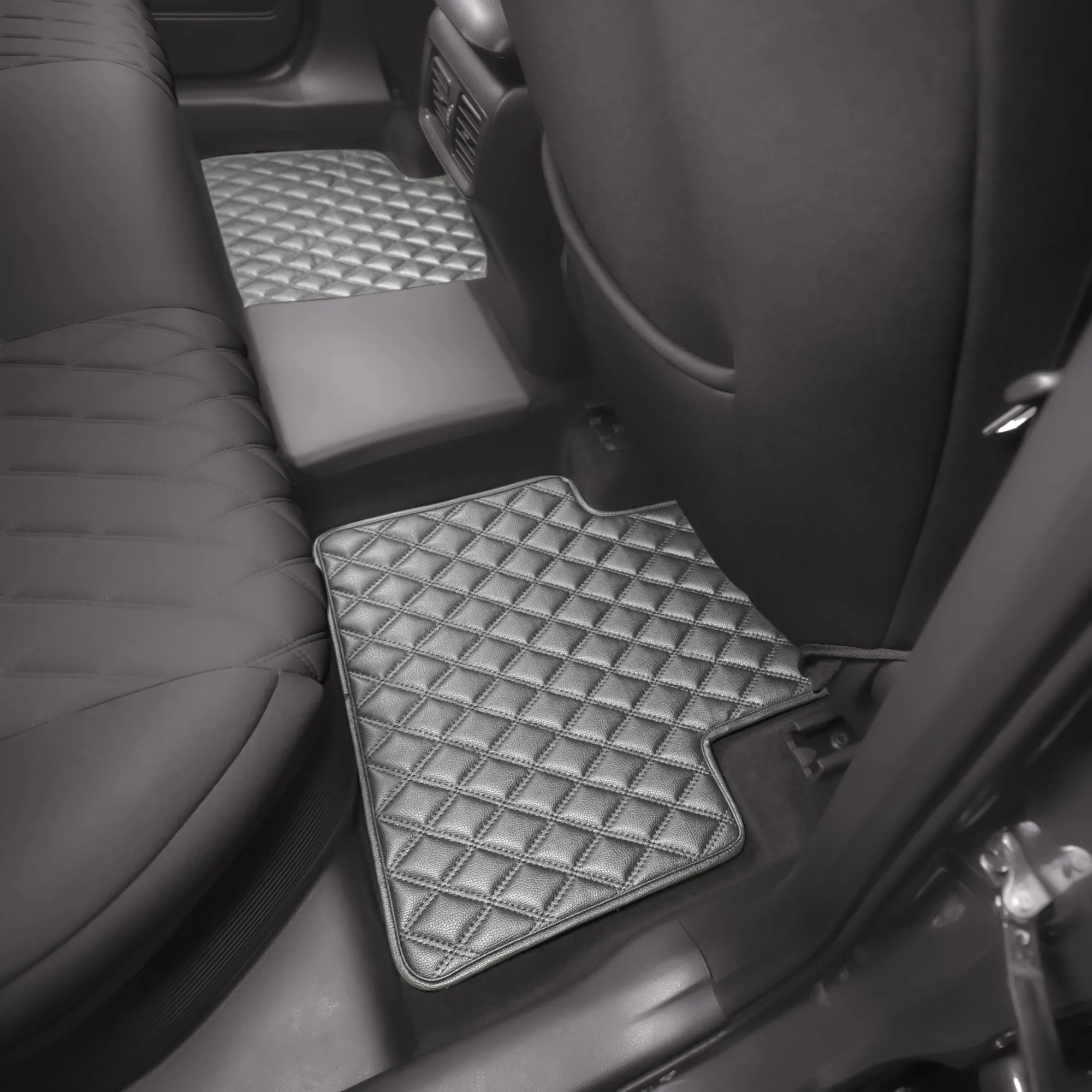 Faux Leather Custom-Fit Floor Mats for 2019-2022 Toyota Rav4- Gray