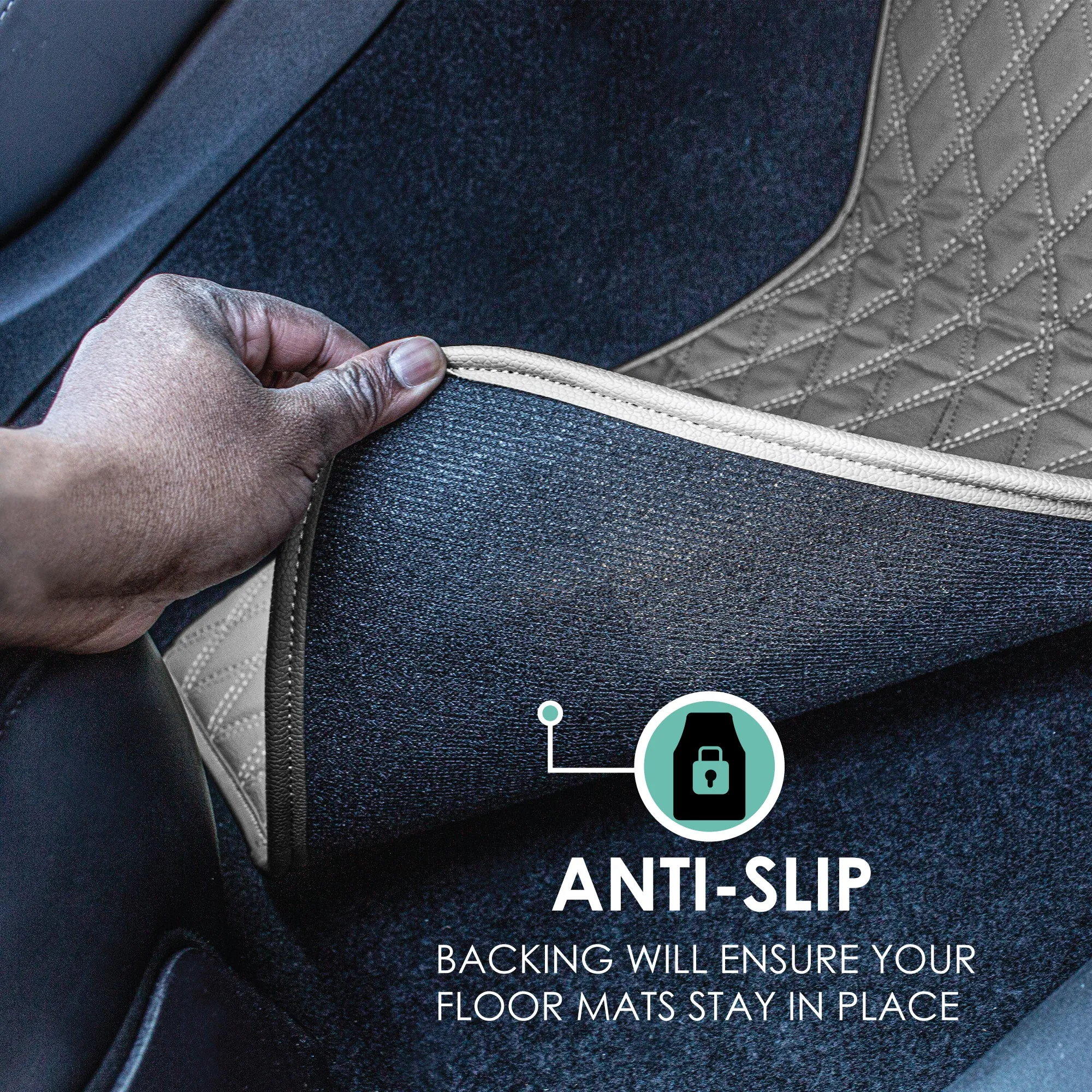 Faux Leather Custom-Fit Floor Mats for 2019-2022 Toyota Rav4- Gray