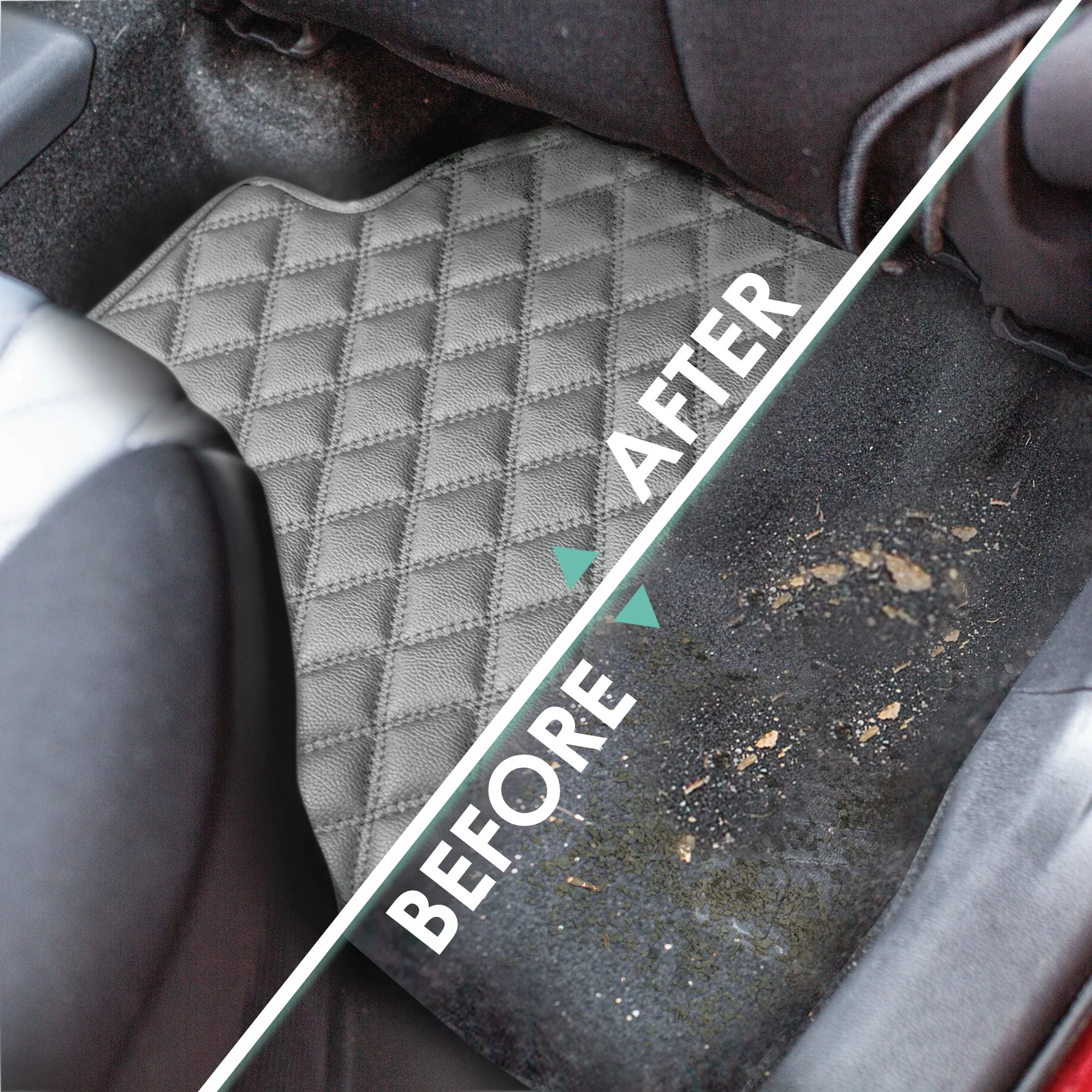 Faux Leather Custom-Fit Floor Mats for 2019-2022 Toyota Rav4- Gray