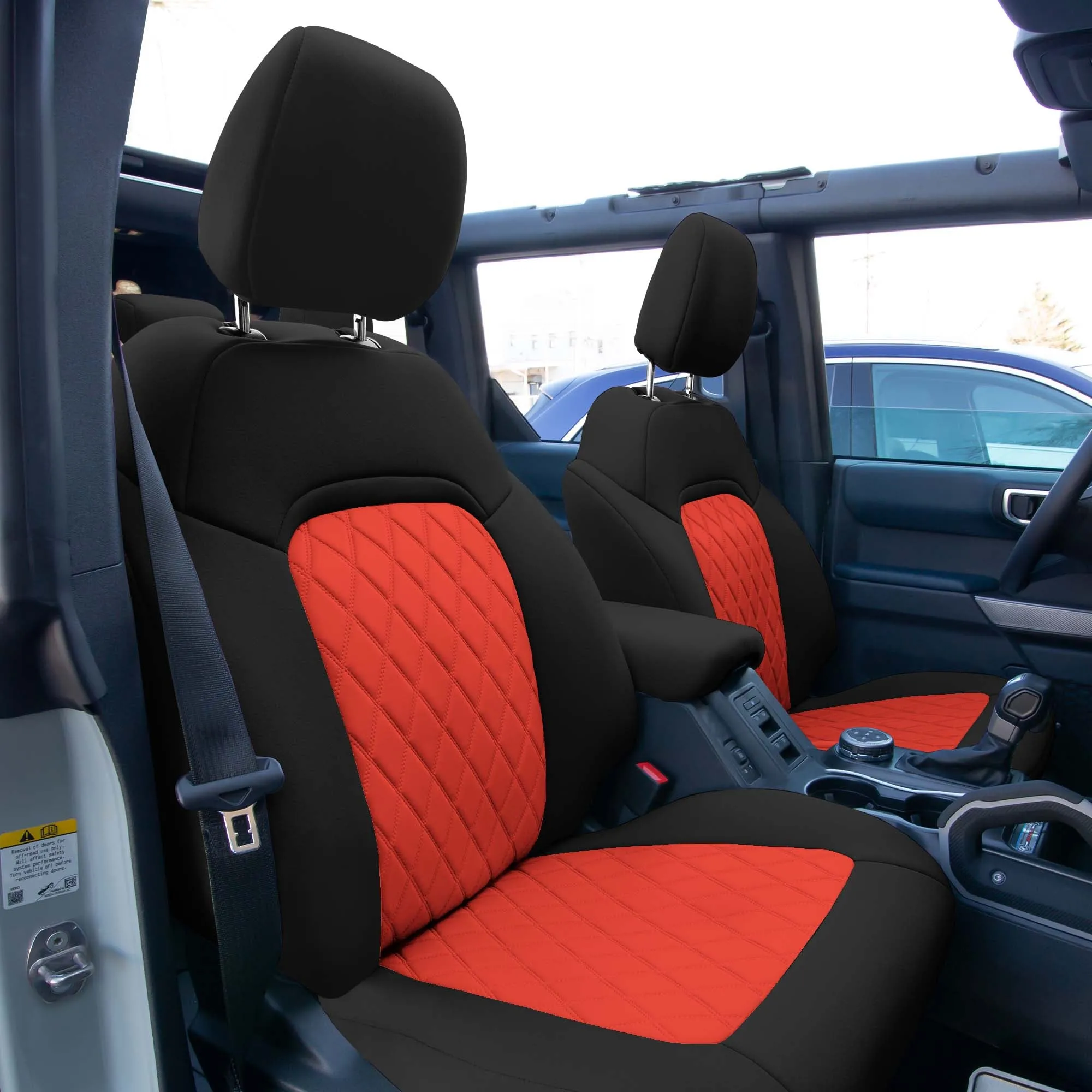 Ford Bronco Full Size SUV 2021-2024 - Front Set Seat Covers  -  Red Ultraflex Neoprene