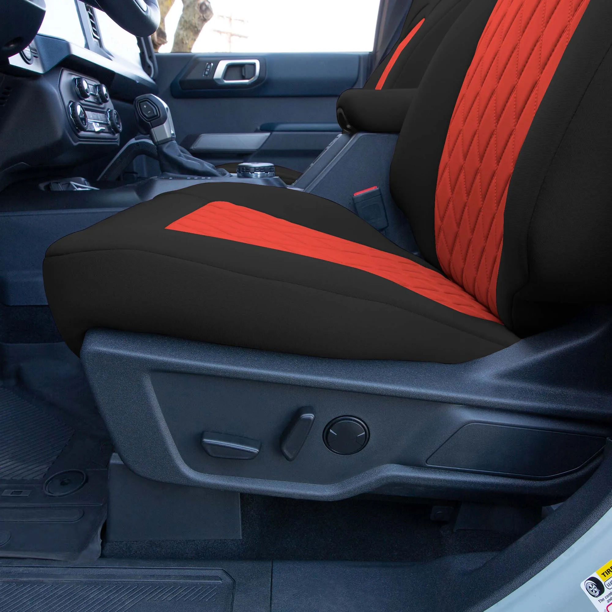 Ford Bronco Full Size SUV 2021-2024 - Front Set Seat Covers  -  Red Ultraflex Neoprene