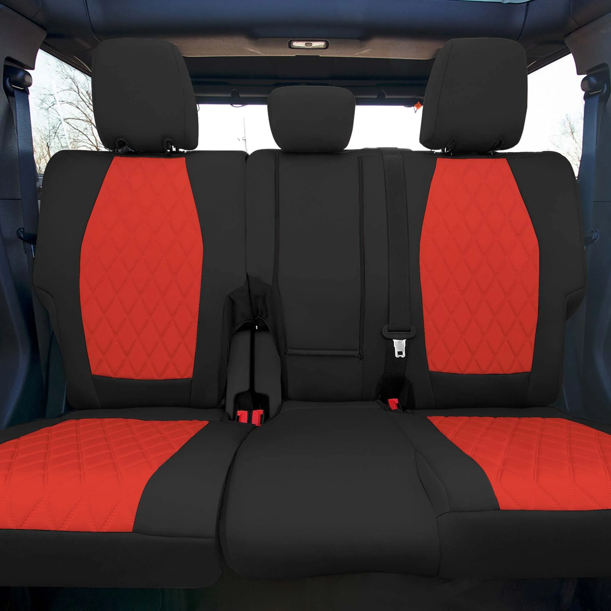 Ford Bronco Full Size SUV 2021-2024 - Rear Set Seat Covers  - Red Ultraflex Neoprene