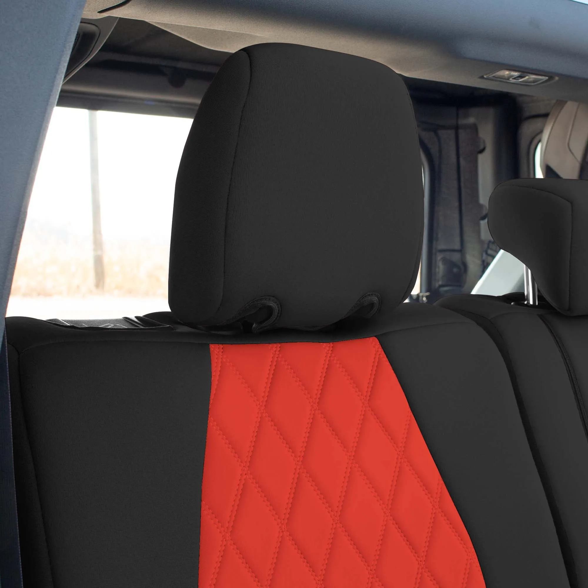 Ford Bronco Full Size SUV 2021-2024 - Rear Set Seat Covers  - Red Ultraflex Neoprene