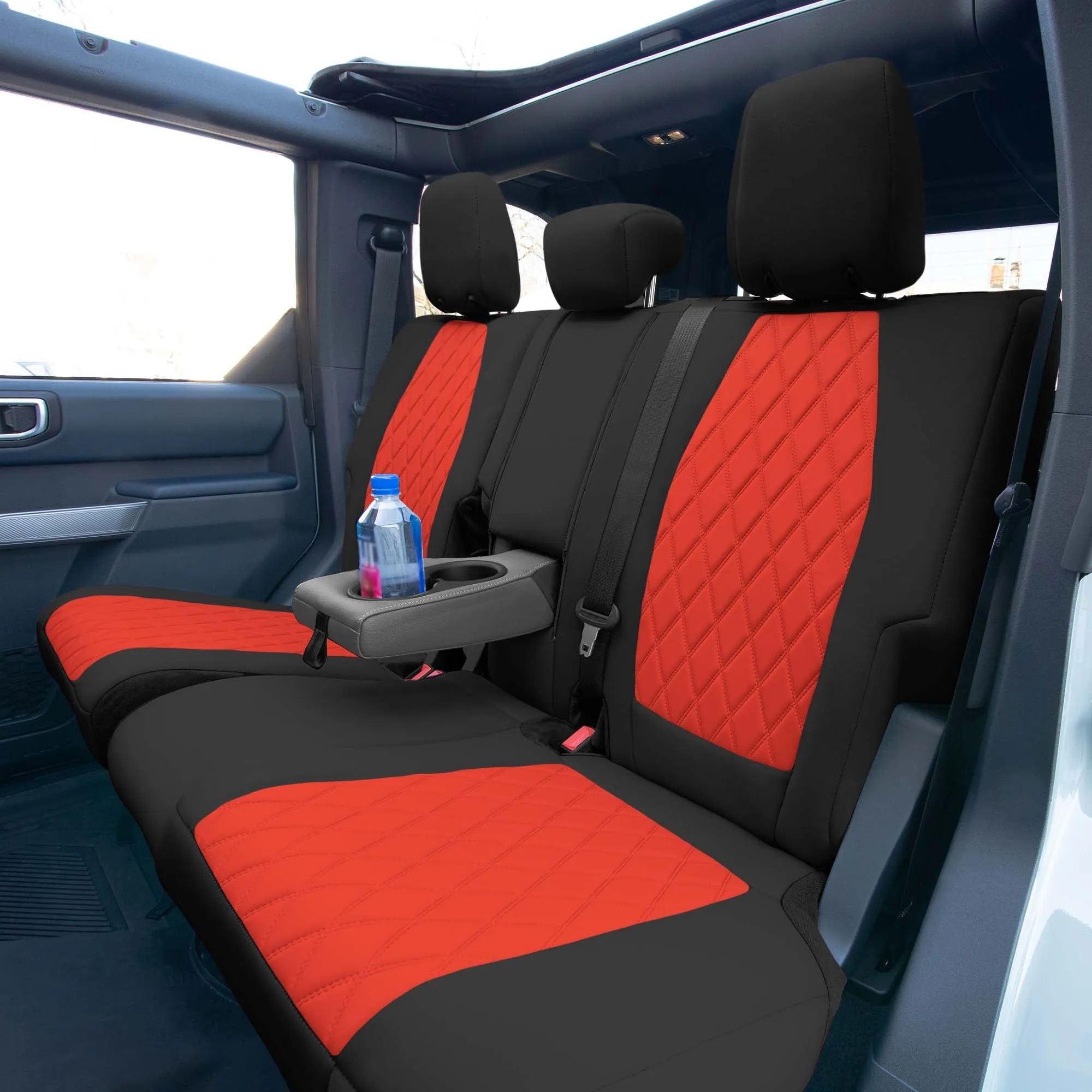 Ford Bronco Full Size SUV 2021-2024 - Rear Set Seat Covers  - Red Ultraflex Neoprene