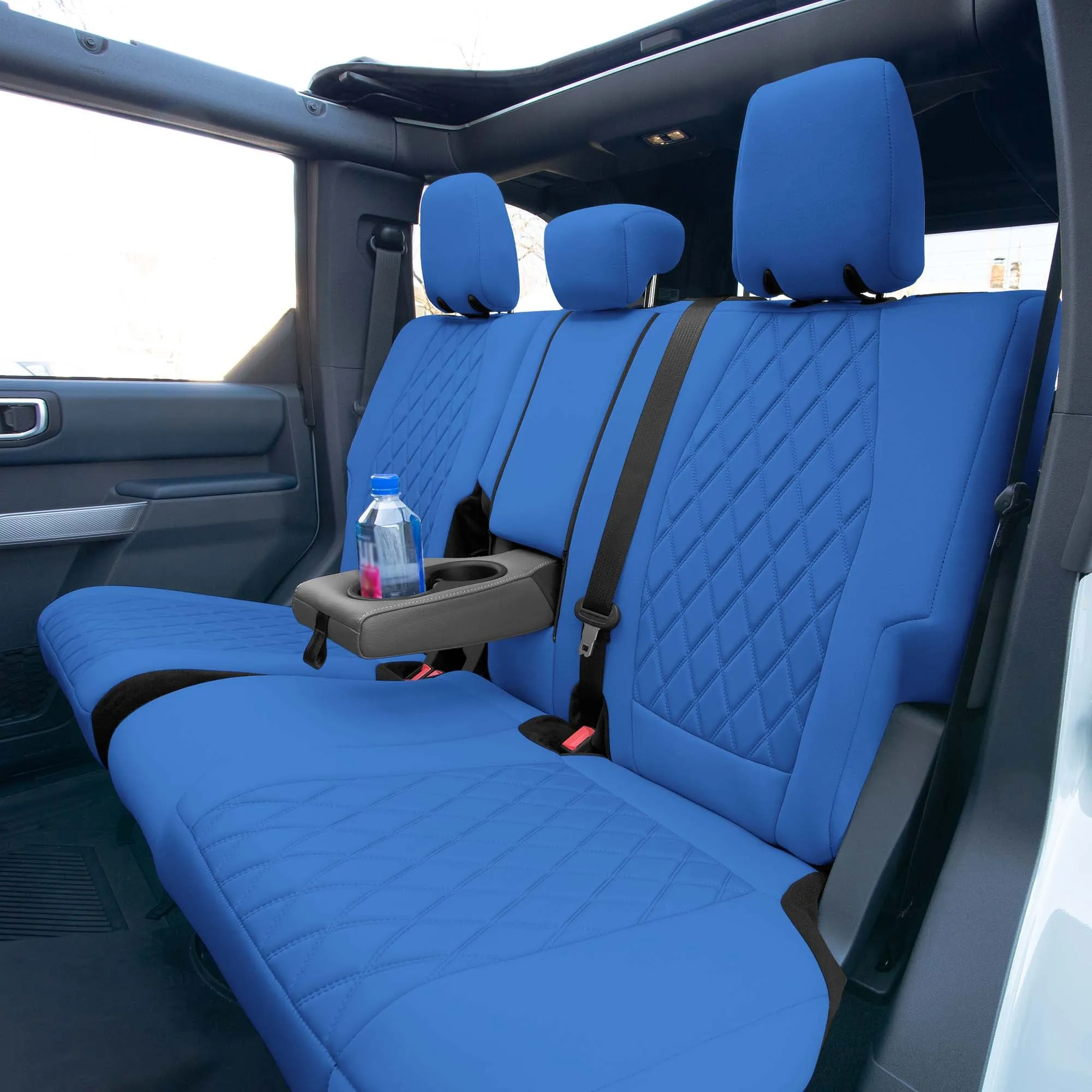 Ford Bronco Full Size SUV 2021-2024 - Rear Set Seat Covers  - Solid Blue Ultraflex Neoprene