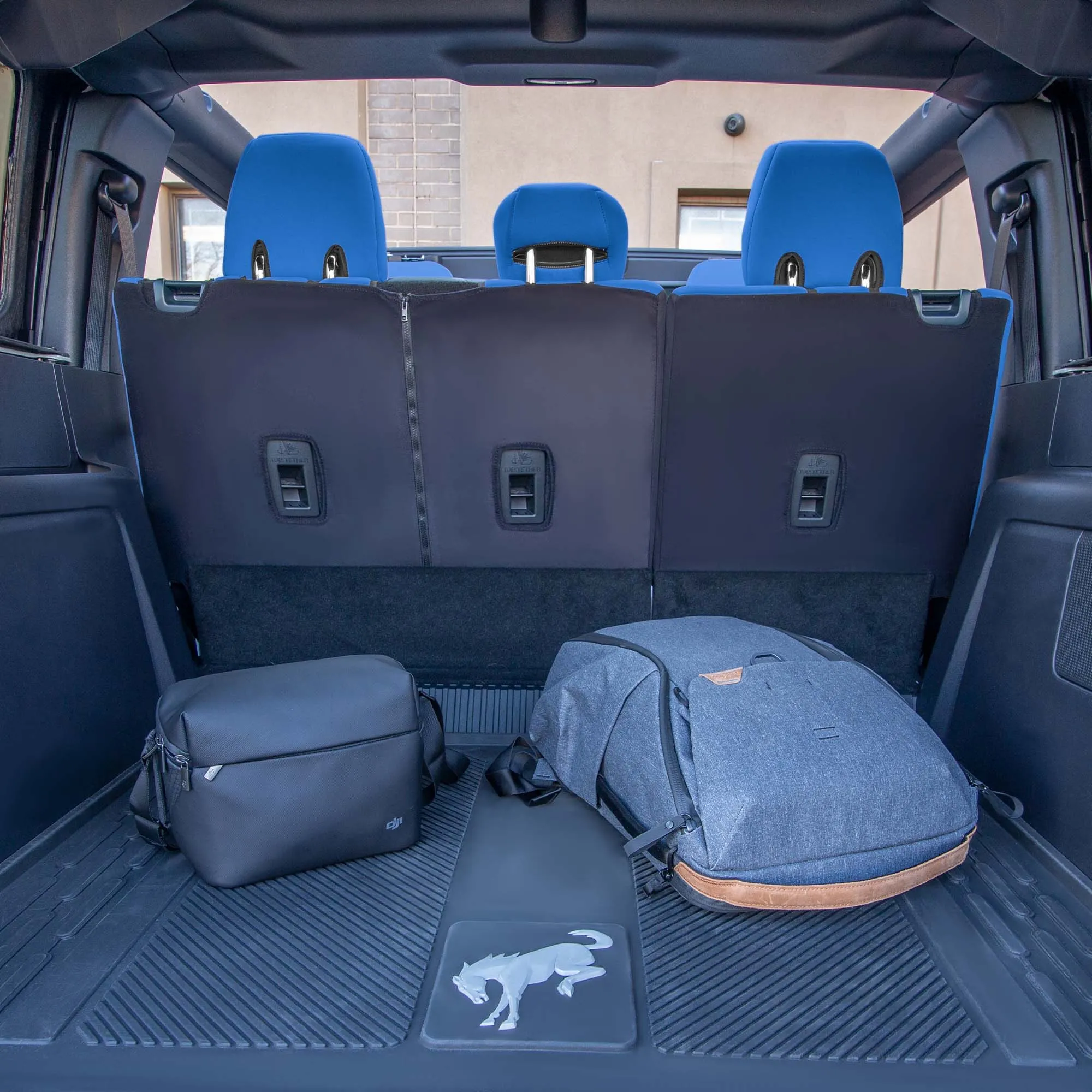 Ford Bronco Full Size SUV 2021-2024 - Rear Set Seat Covers  - Solid Blue Ultraflex Neoprene
