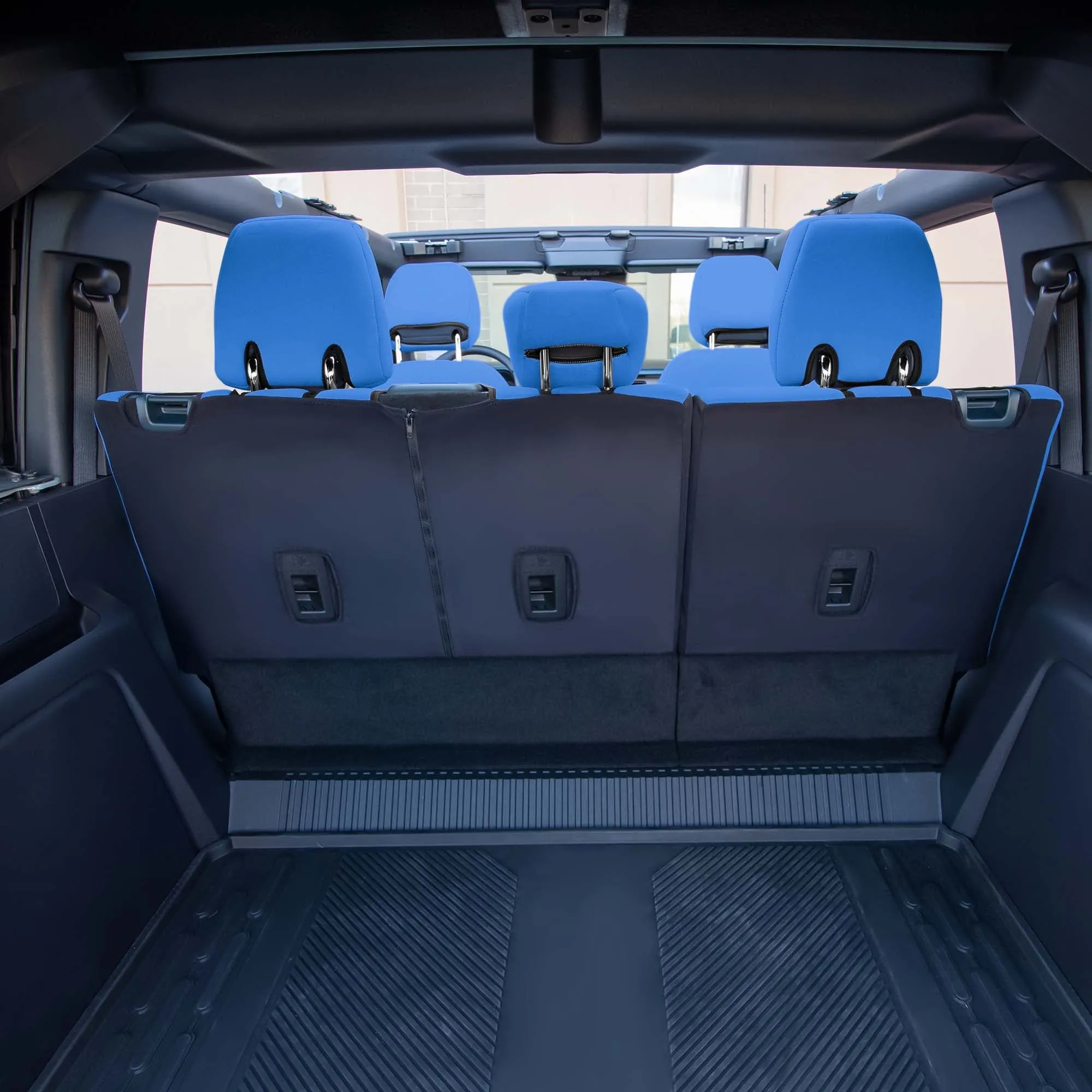 Ford Bronco Full Size SUV 2021-2024 - Rear Set Seat Covers  - Solid Blue Ultraflex Neoprene